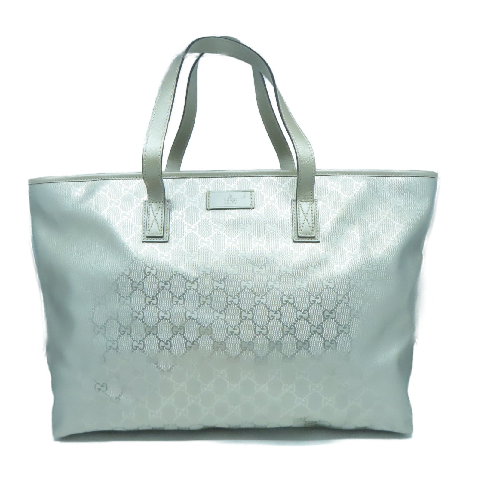 GUCCI 【激減優惠】塗層帆布Tote Bag銀扣手挽袋灰色