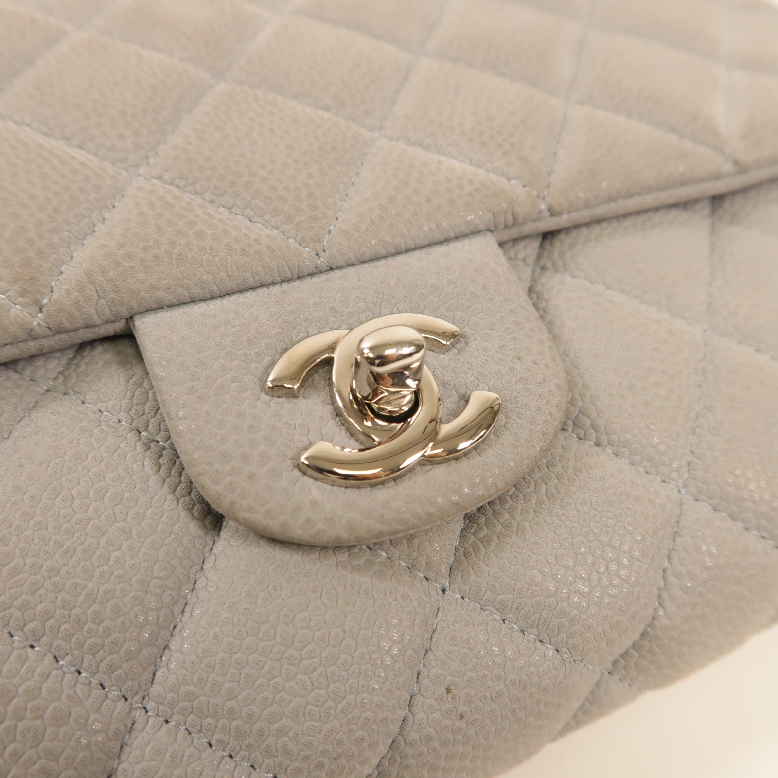 CHANEL 【激減優惠】牛皮皮革Chain Shoulder銀扣肩背袋淺藍色