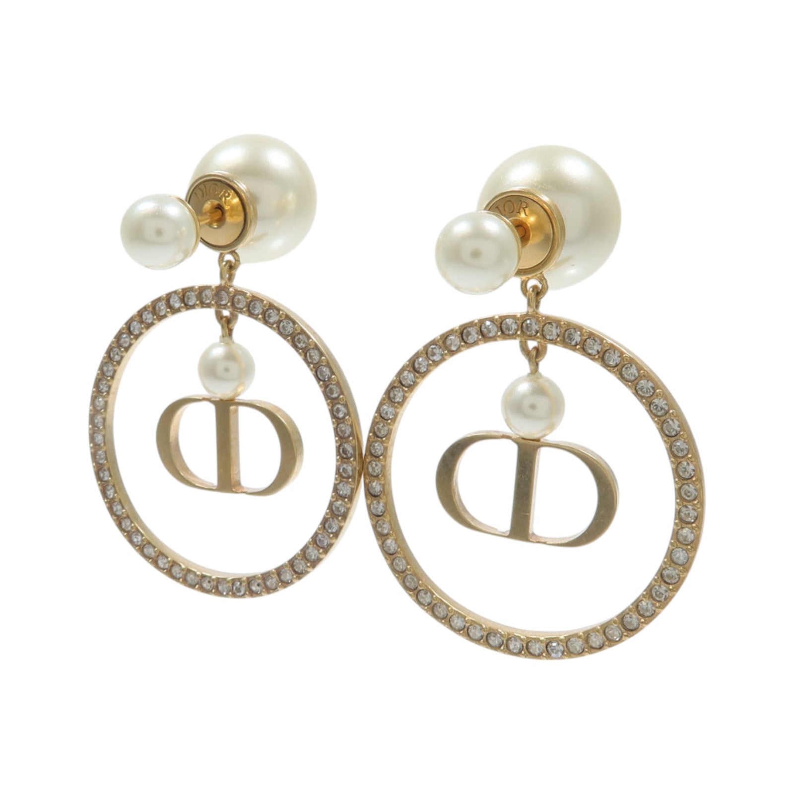Dior 金屬/PVC Tribal Pearl Hoop Earrings耳環