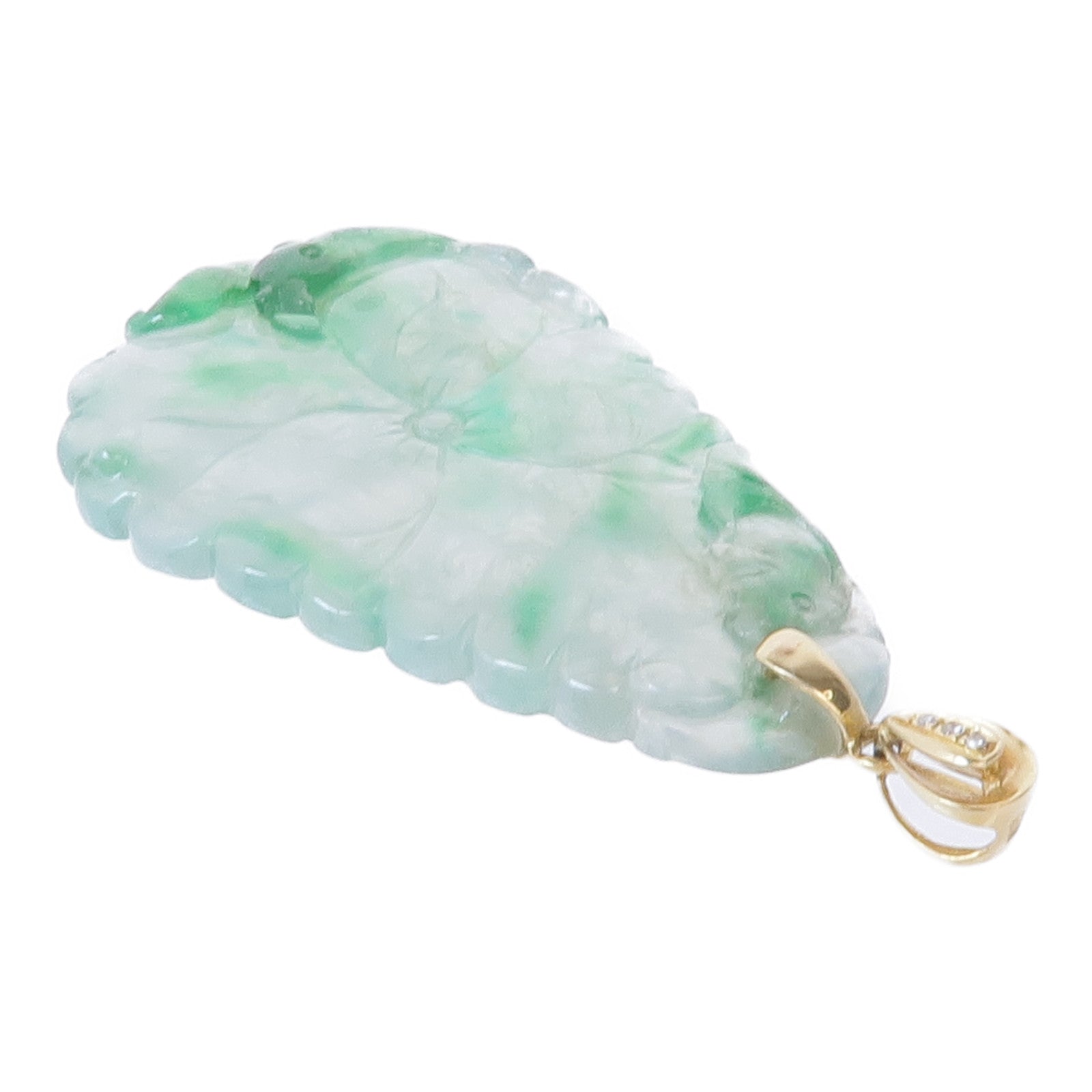 JEWELRY 18K黃金Jade Diamond Pendant Top翡翠/鑽石吊墜