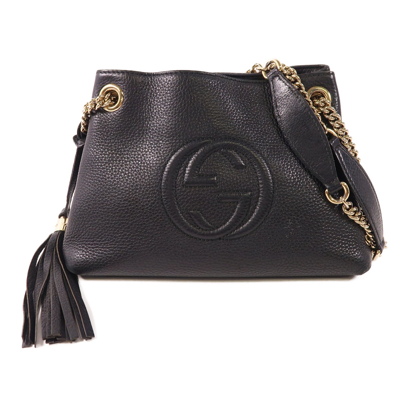 GUCCI 牛皮皮革Shoulder Bag銀扣鏈帶肩背袋
