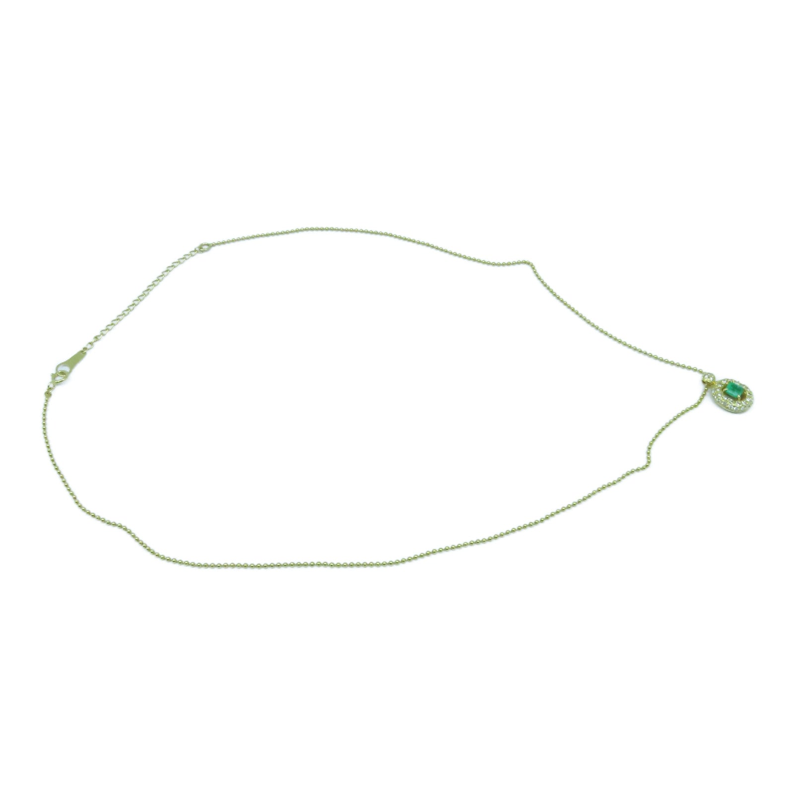 JEWELRY 【激減優惠】18K黃金Emerald Necklace 0.35ct綠寶石/0.30ct鑽石項鍊