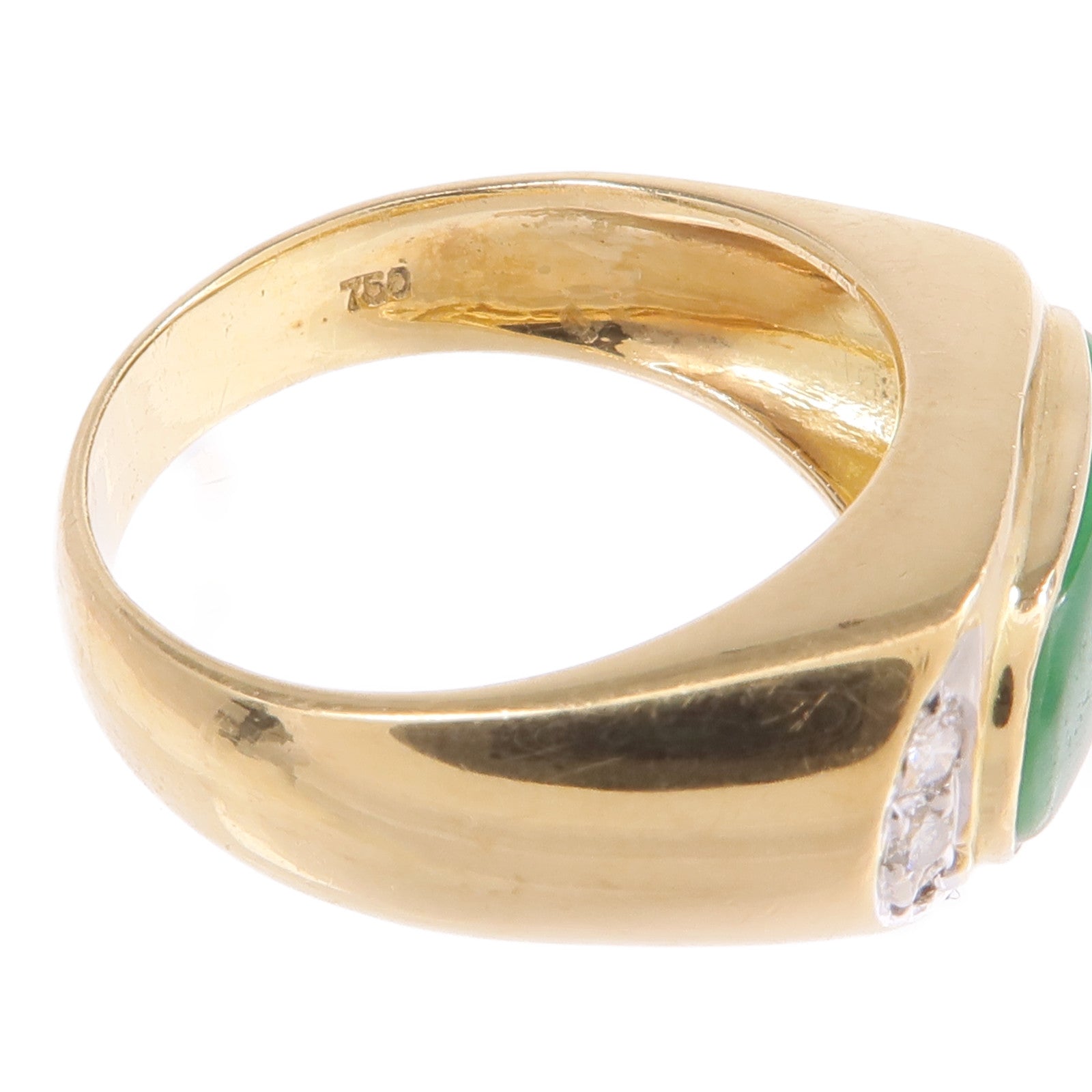 JEWELRY 18K黃金/白金Jade Diamond Ring翡翠/鑽石戒指US#6.25