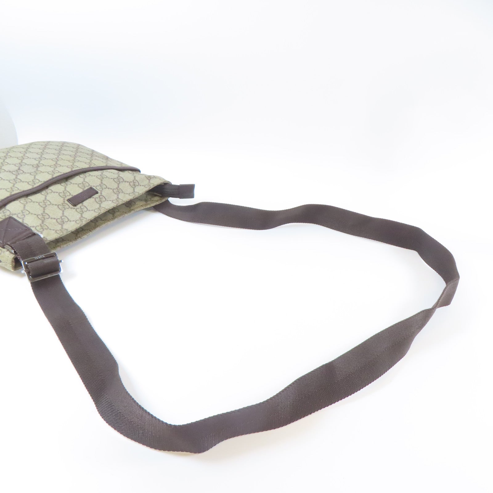 GUCCI 【激減優惠】塗層帆布Shoulder Bag銀扣肩背袋啡色