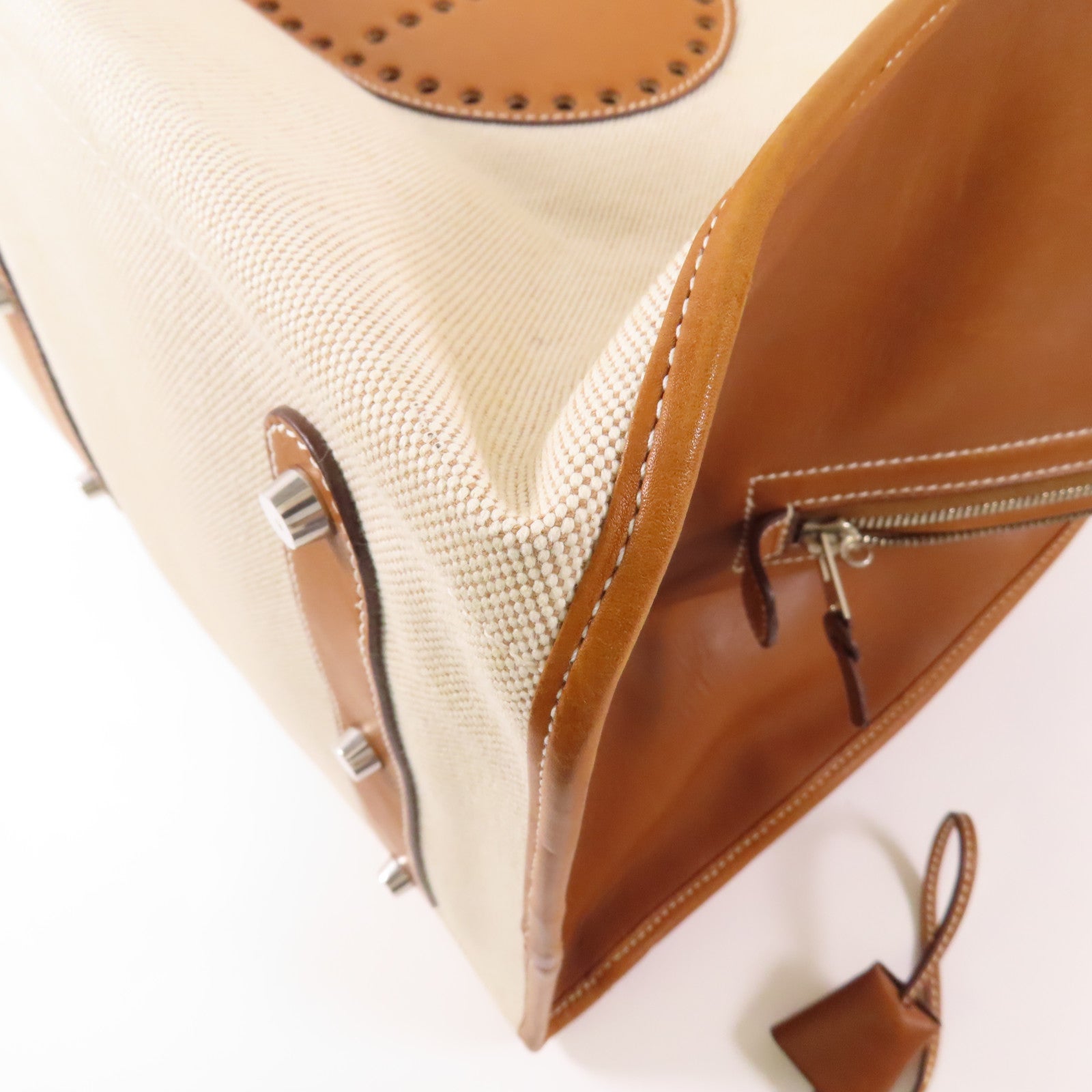 HERMES 帆布Handbag銀扣手挽袋