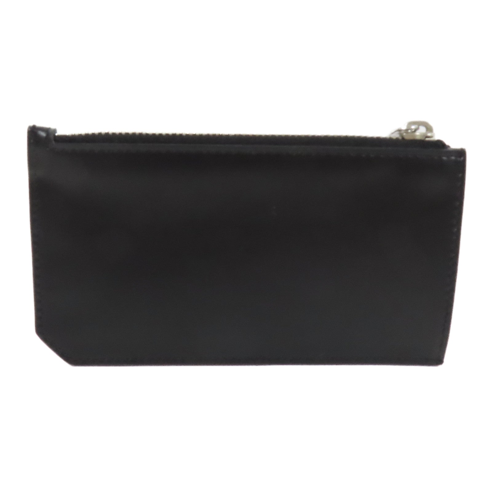 SAINT LAURENT 皮革Zip Card Case銀扣卡片套