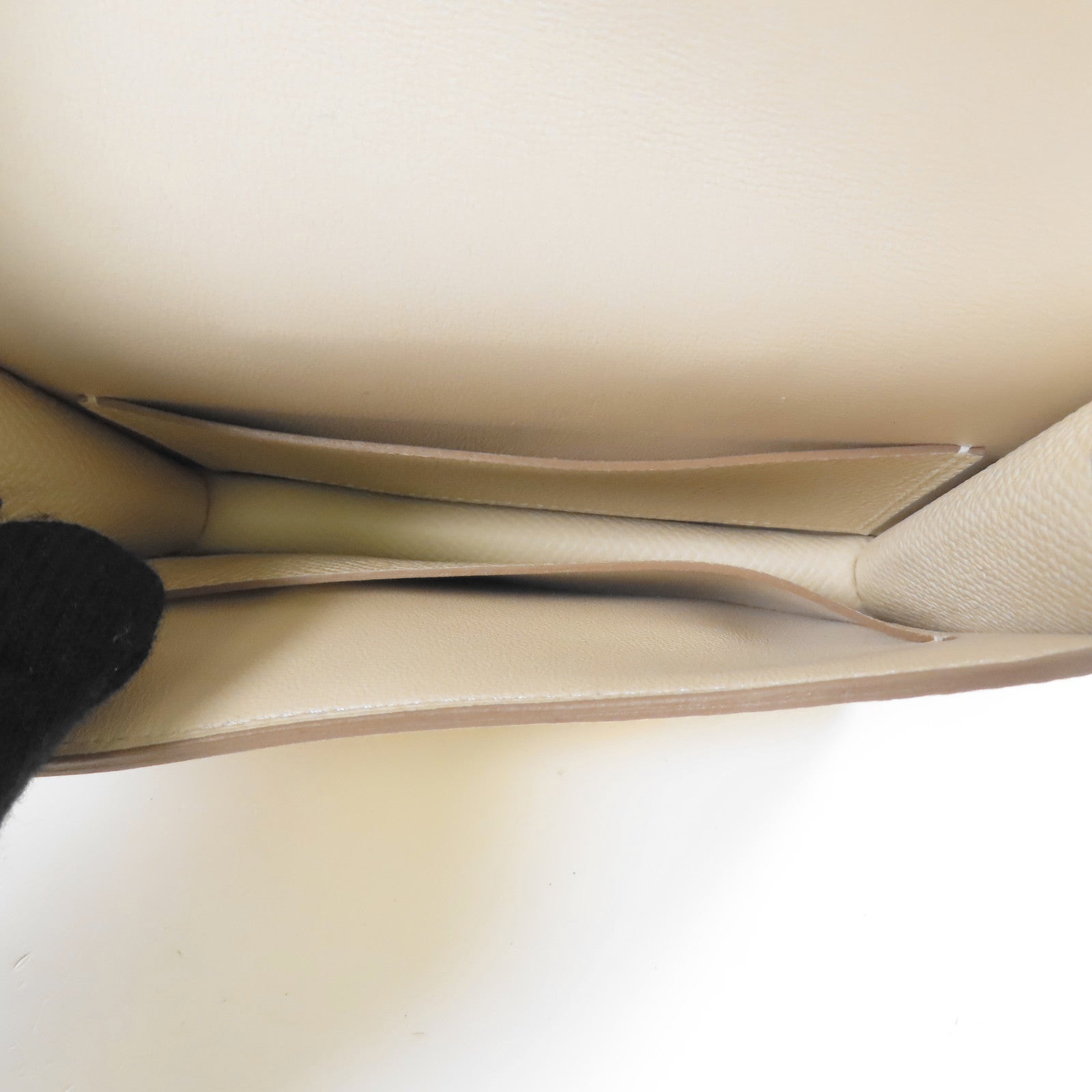 HERMES Epsom皮革Constance Slim Wallet金扣錢包Nata/米色
