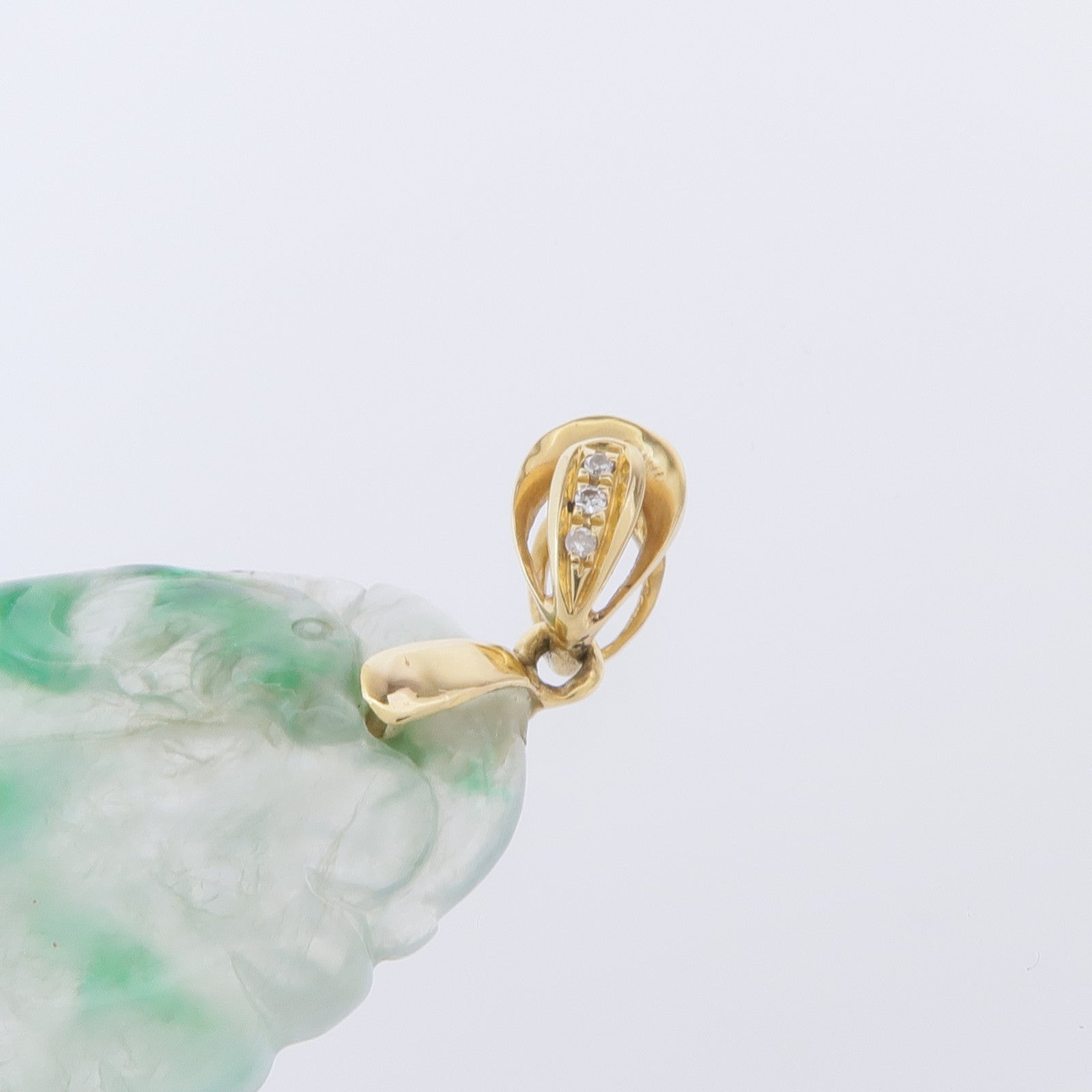 JEWELRY 18K黃金Jade Diamond Pendant Top翡翠/鑽石吊墜