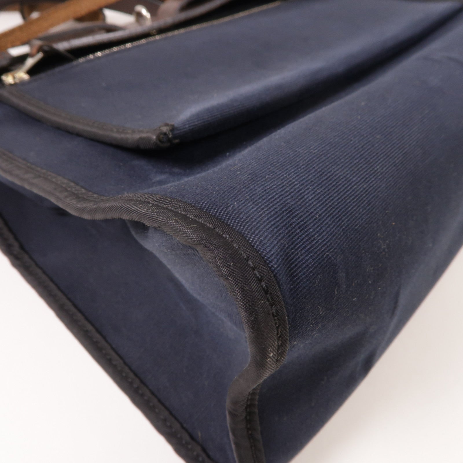 HERMES 帆布Herbag PM銀扣手挽肩背兩用袋藍色