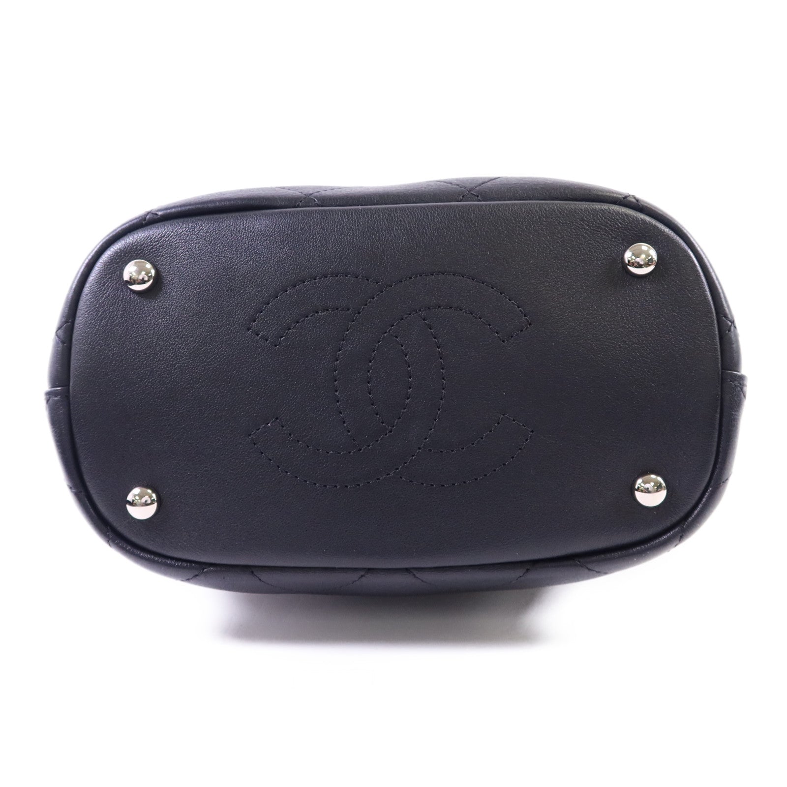 CHANEL 牛皮皮革2 Way Bucket Shoulder銀扣手挽肩背兩用袋