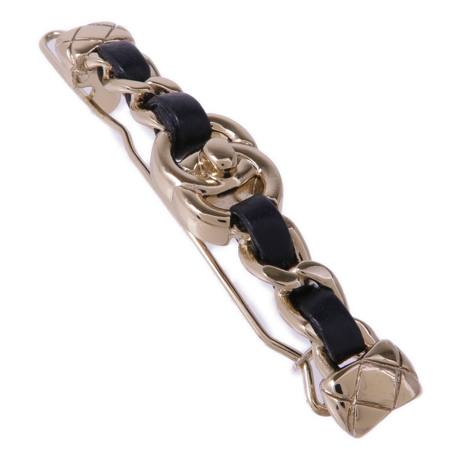 CHANEL 金屬/皮革Hair Clip髮夾