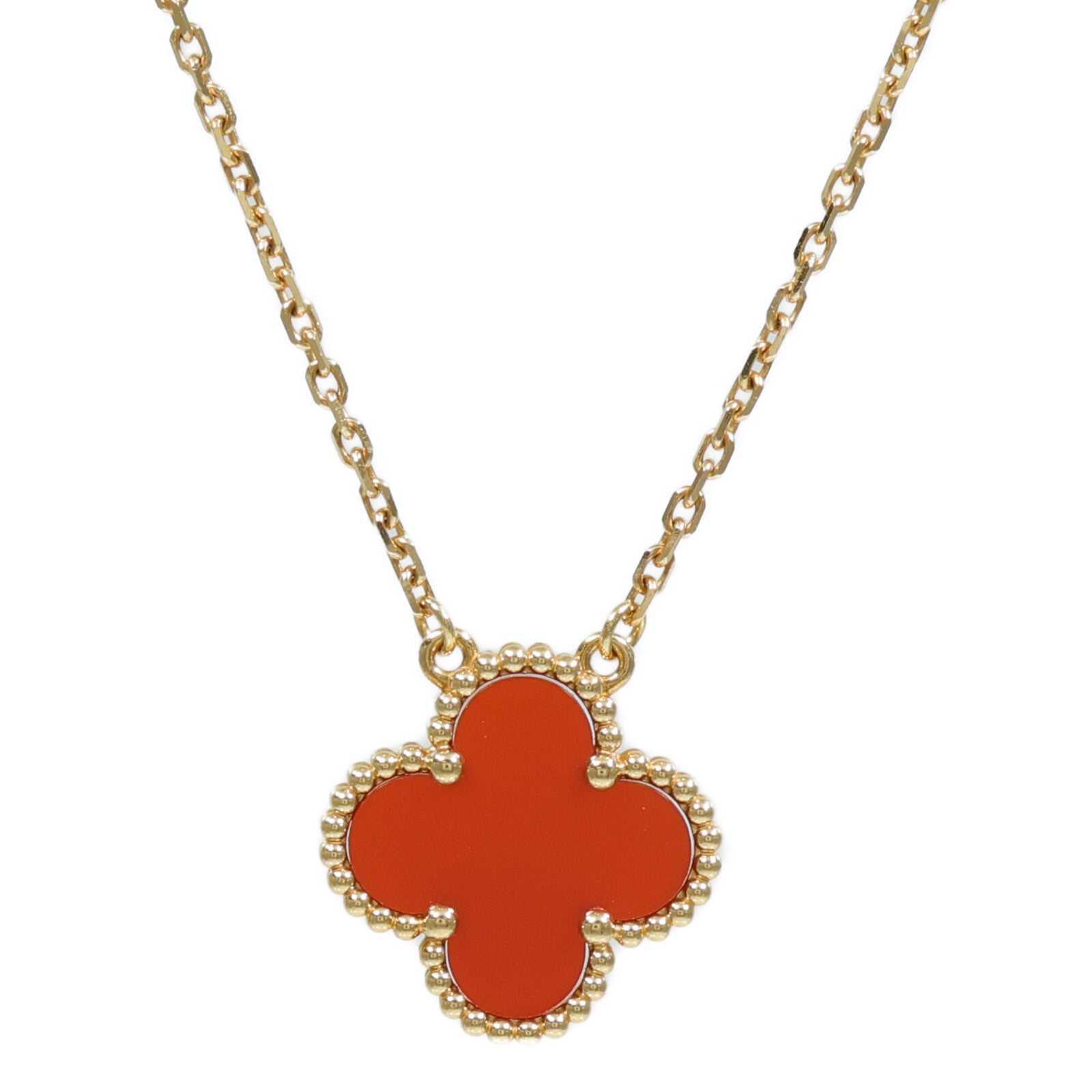 Van Cleef & Arpels 18K黃金Vintage Alhambra Pendant紅玉髓項鏈