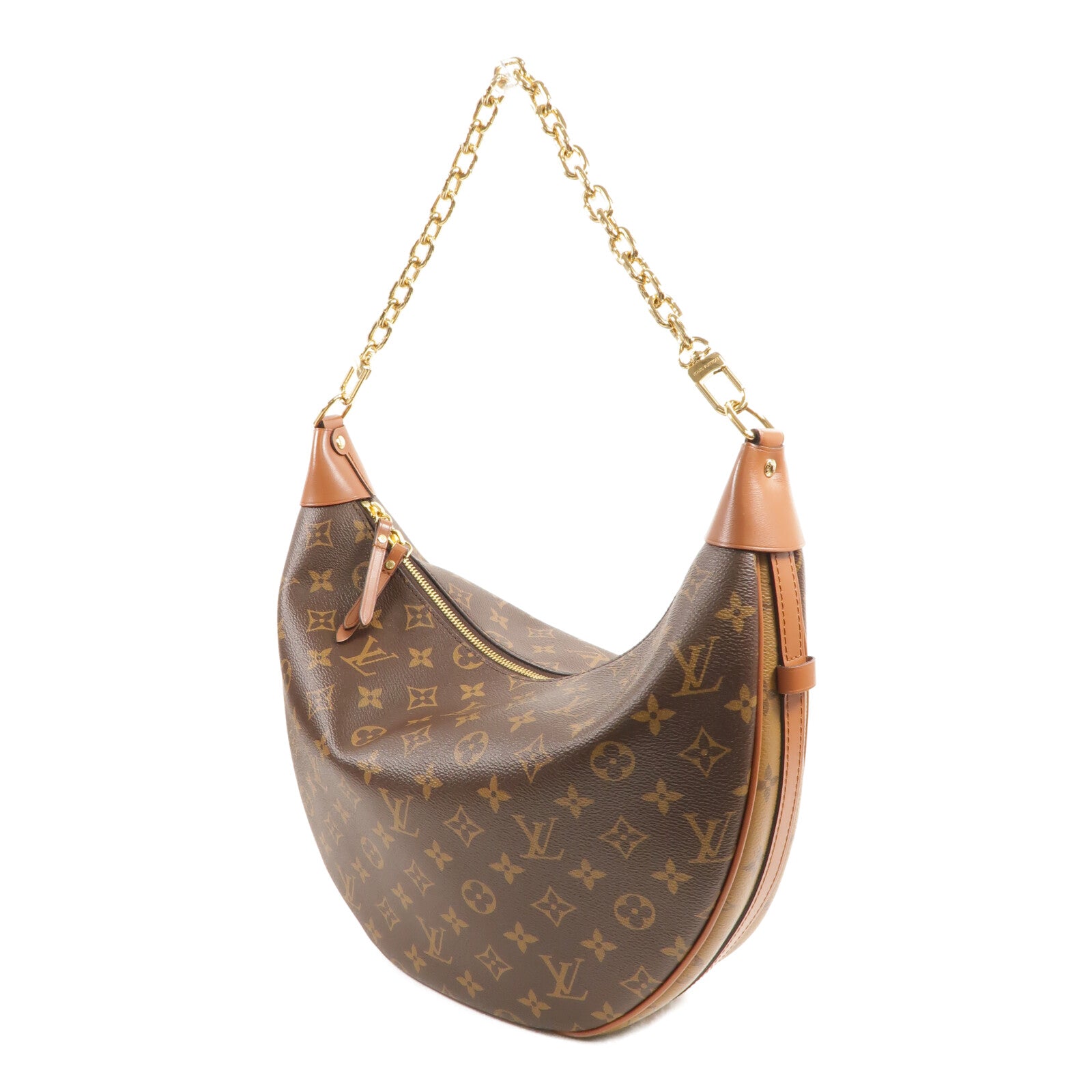 LOUIS VUITTON Monogram Reverse Loop Hobo手挽肩背兩用袋棕色