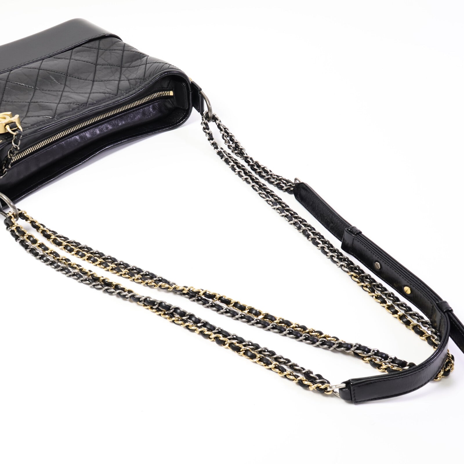 CHANEL 牛皮皮革Gabrielle Medium鏈帶肩背袋