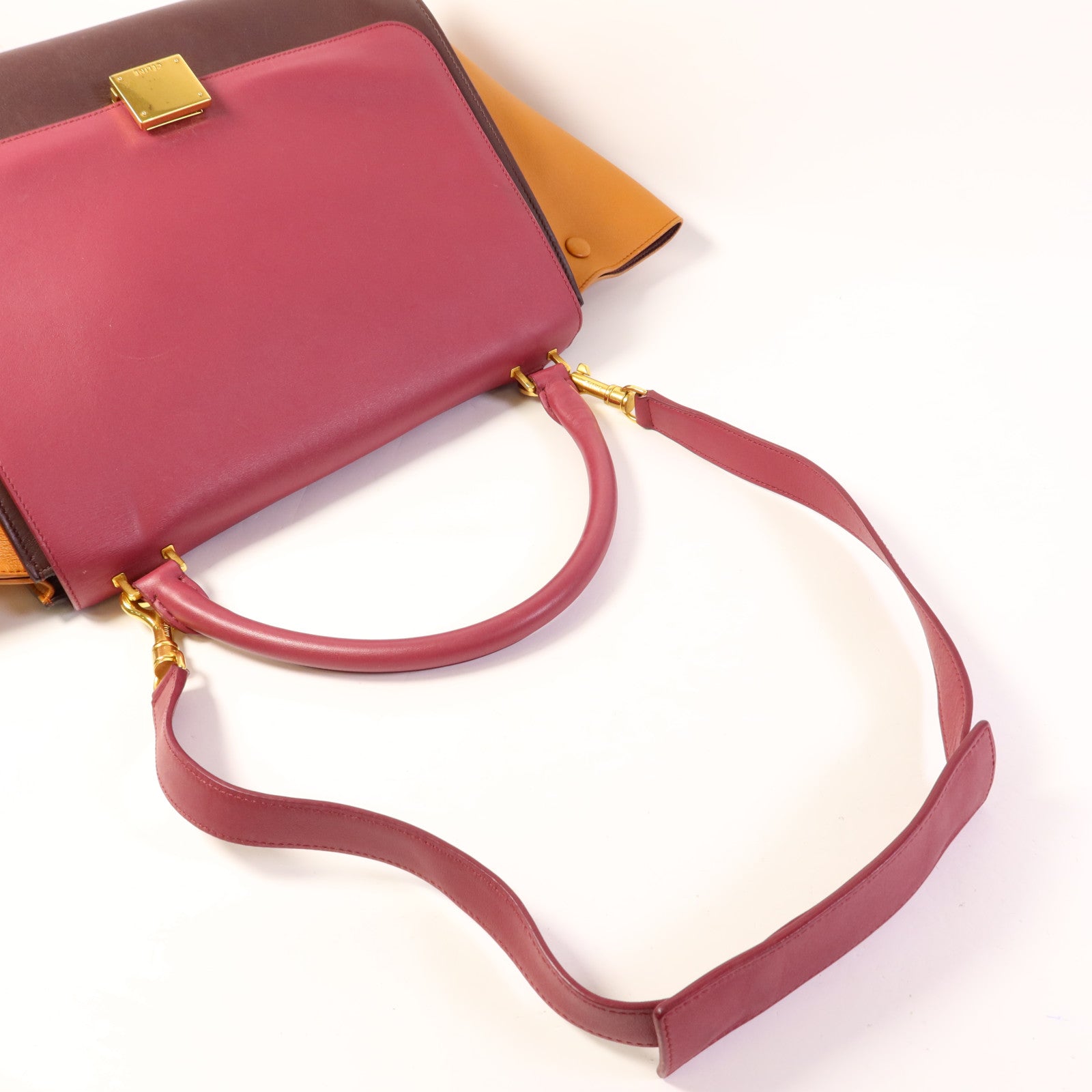 CELINE 牛皮皮革Trapeze金扣手挽肩背兩用袋