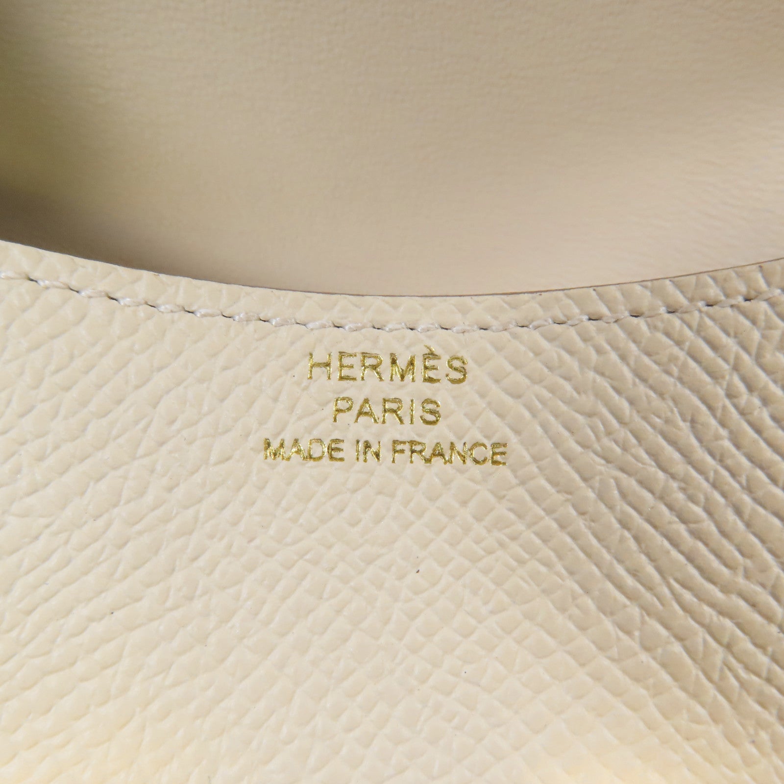 HERMES Epsom皮革Constance Slim Wallet金扣錢包Nata/米色