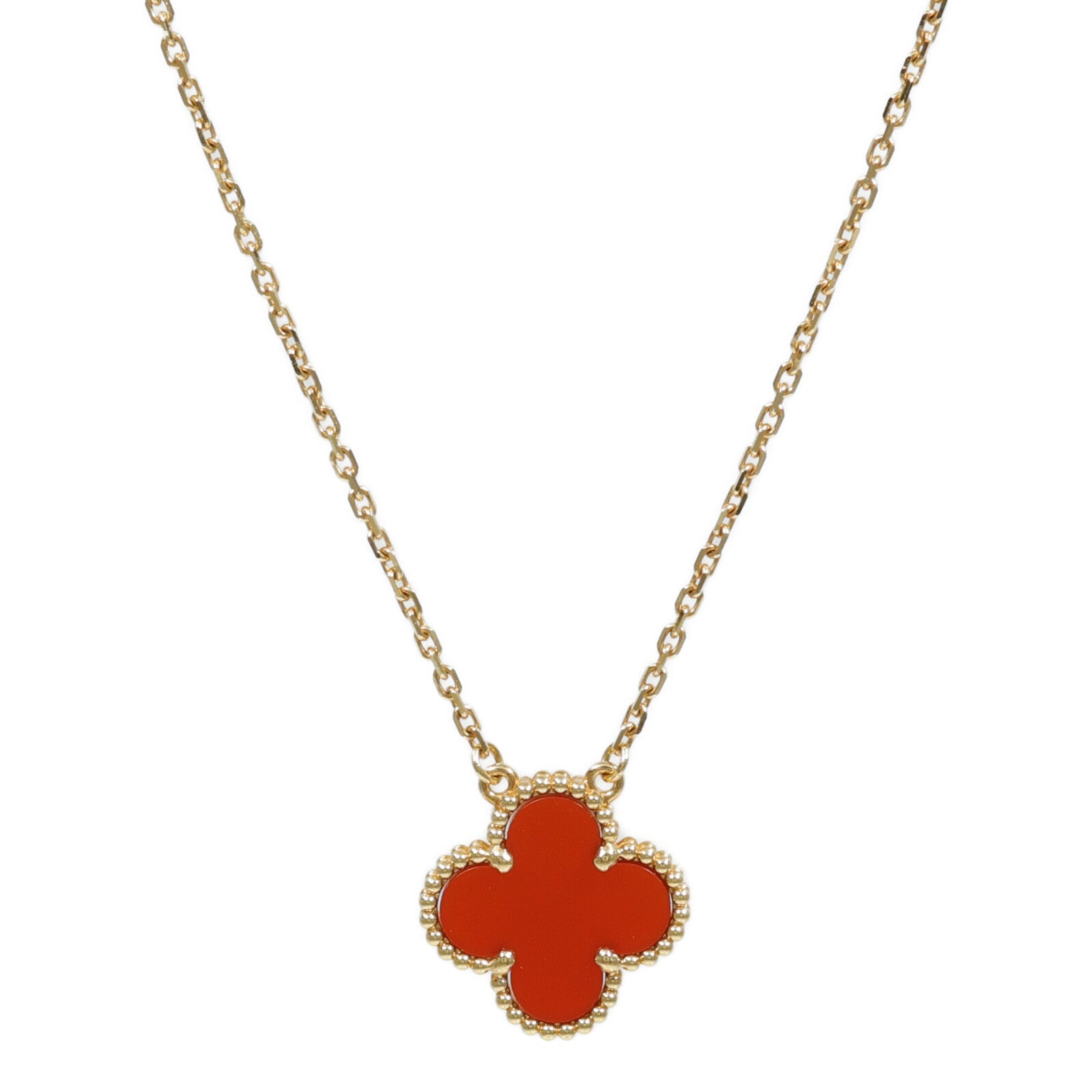 Van Cleef & Arpels 18K黃金Vintage Alhambra Pendant紅玉髓項鏈