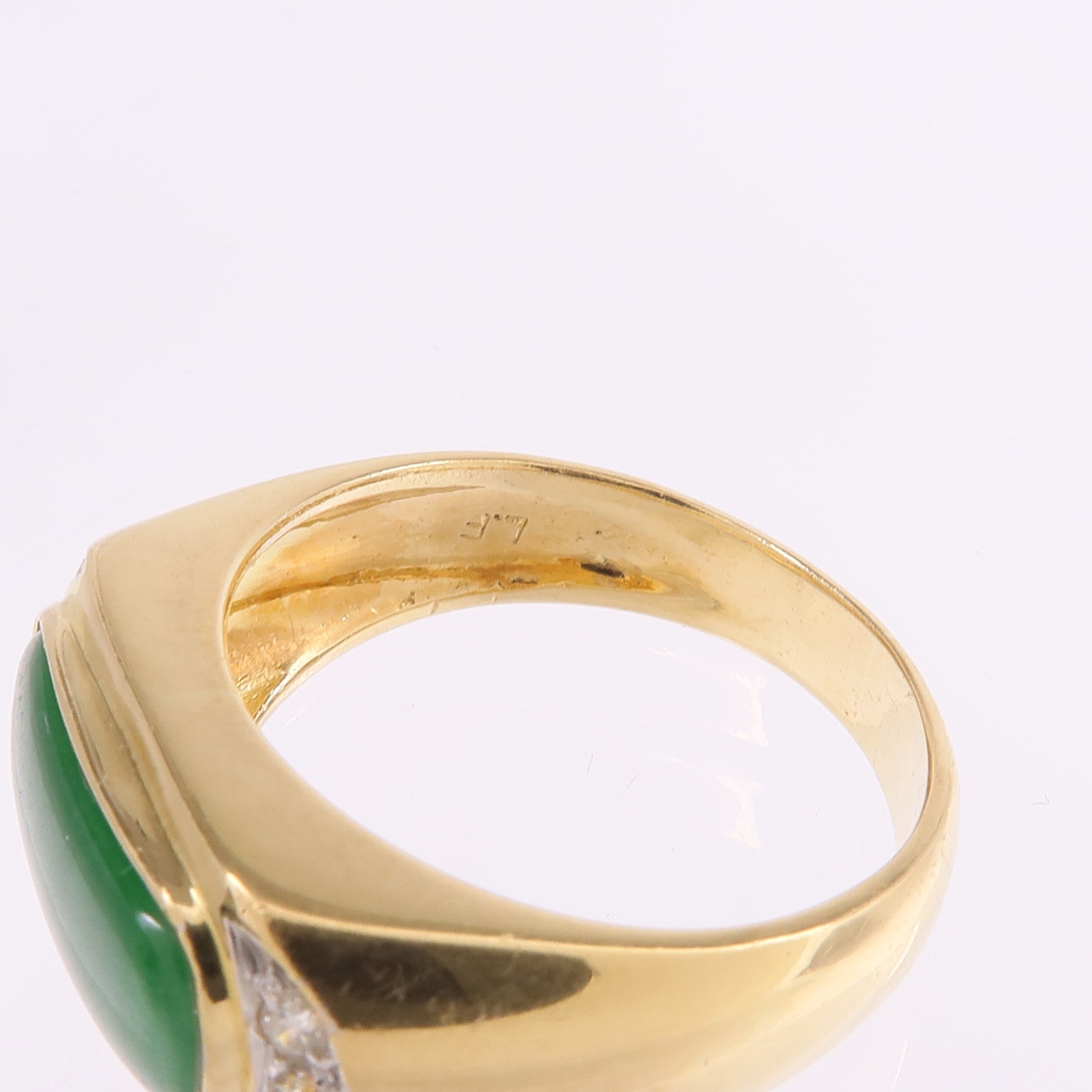 JEWELRY 18K黃金/白金Jade Diamond Ring翡翠/鑽石戒指US#6.25