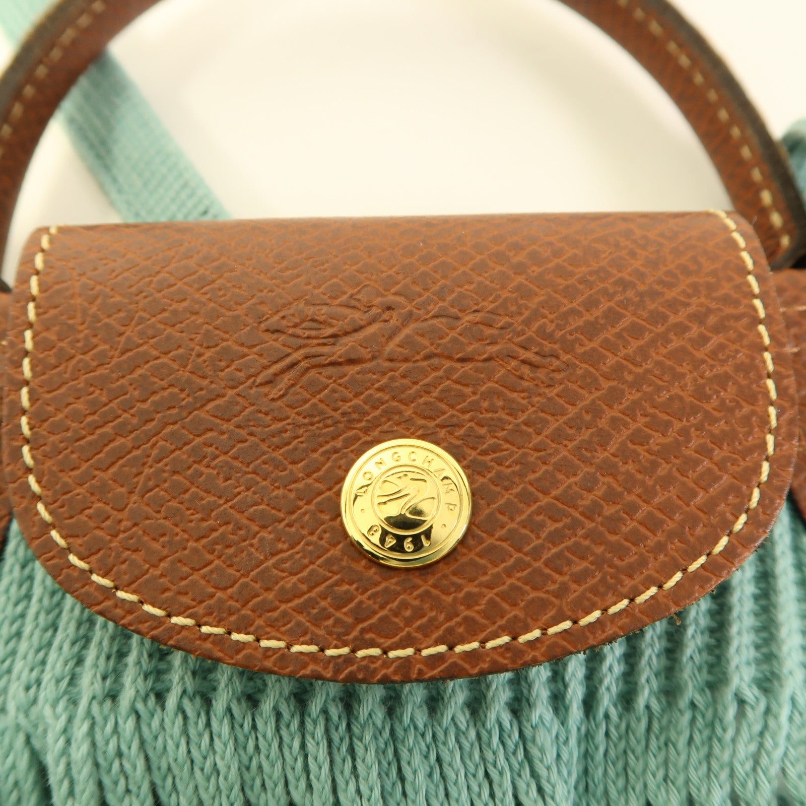 Longchamp 針織布料Le Pliage Filet金扣手挽肩背兩用袋