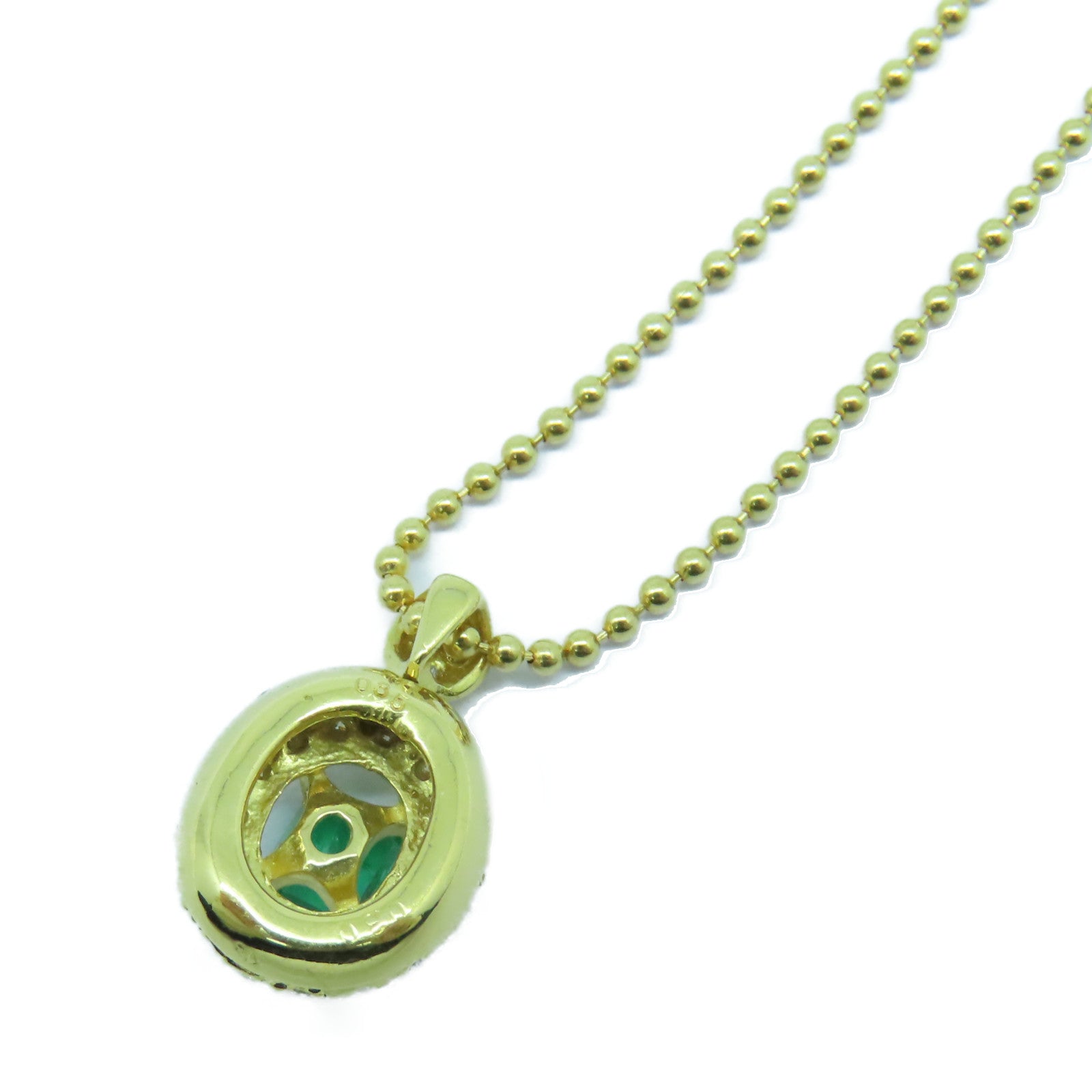 JEWELRY 【激減優惠】18K黃金Emerald Necklace 0.35ct綠寶石/0.30ct鑽石項鍊