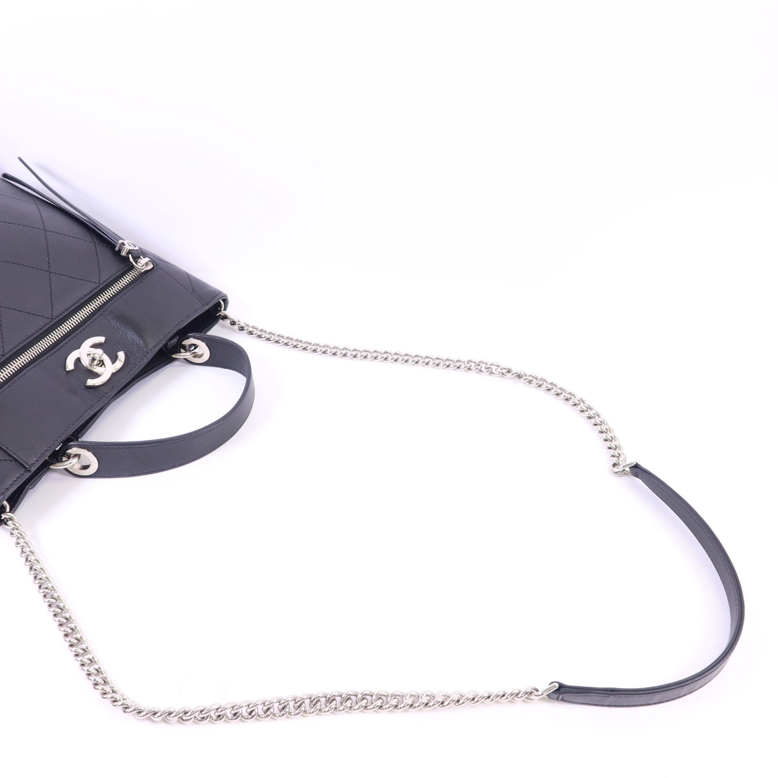 CHANEL 牛皮皮革2 Way Bucket Shoulder銀扣手挽肩背兩用袋