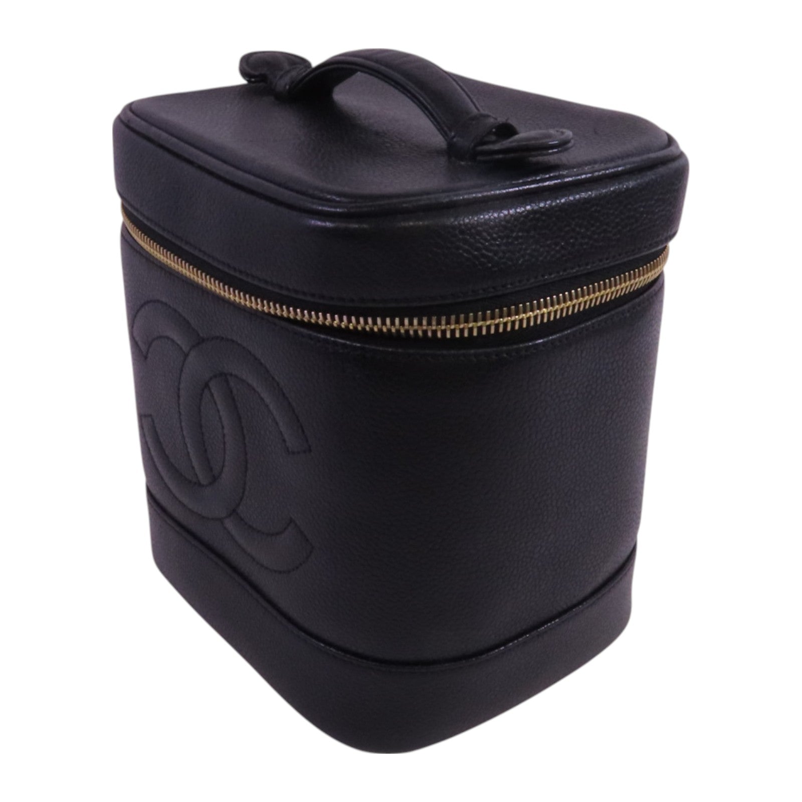 CHANEL 【激減優惠】牛皮皮革Vintage Vanity金扣手挽袋