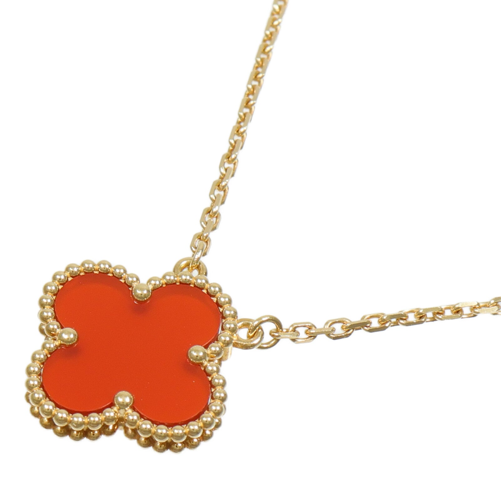 Van Cleef & Arpels 18K黃金Vintage Alhambra Pendant紅玉髓項鏈