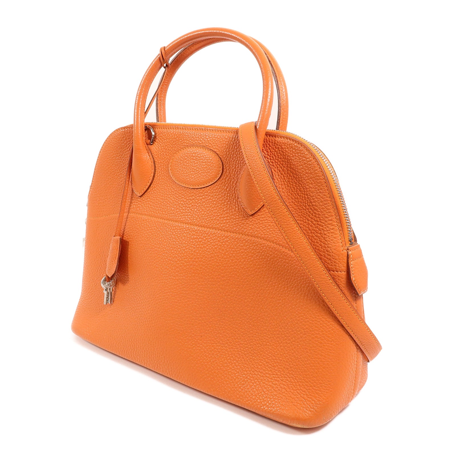 HERMES Clemence皮革Bolide 31手挽肩背兩用袋Orange