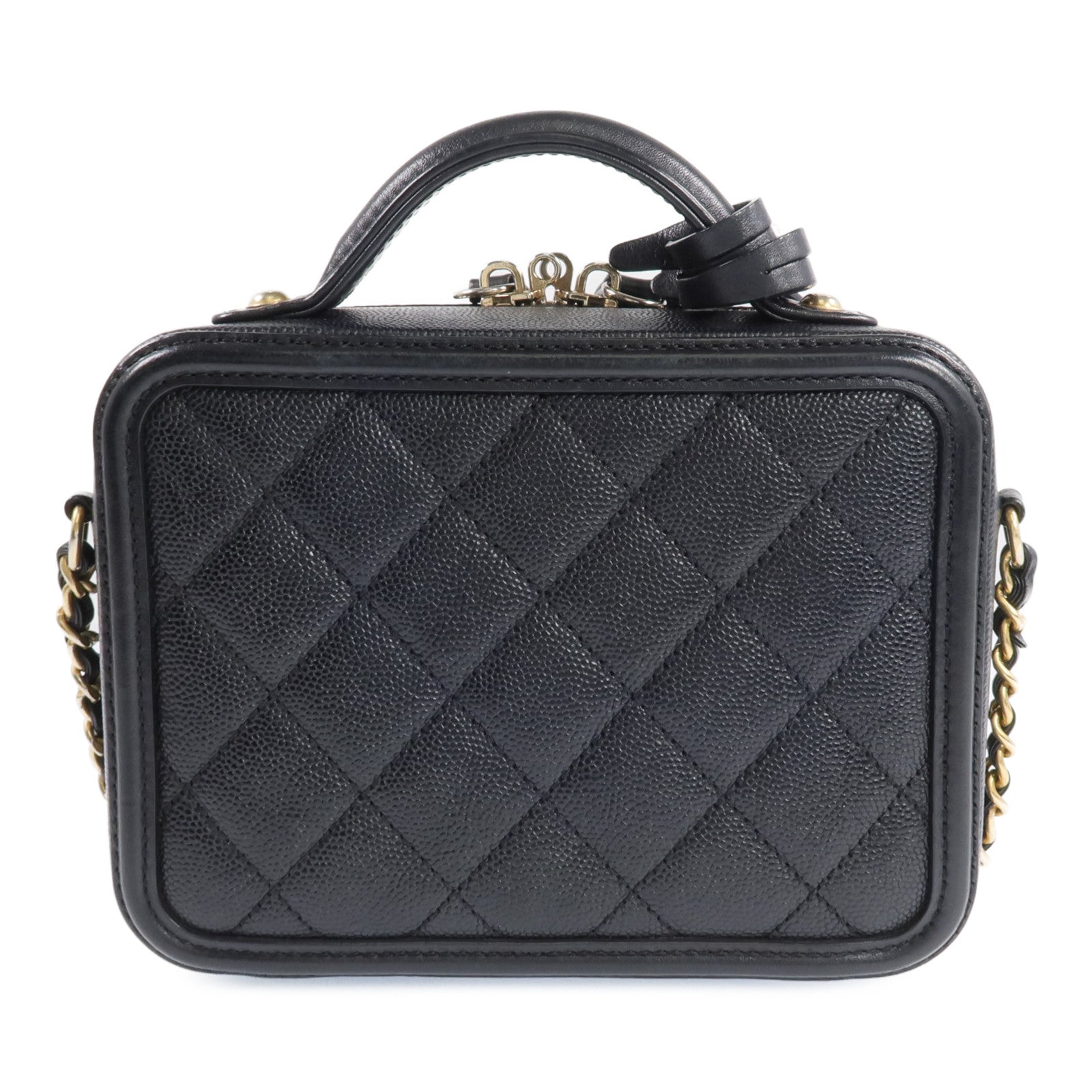 CHANEL 牛皮皮革Vanity Case金扣手挽肩背兩用袋