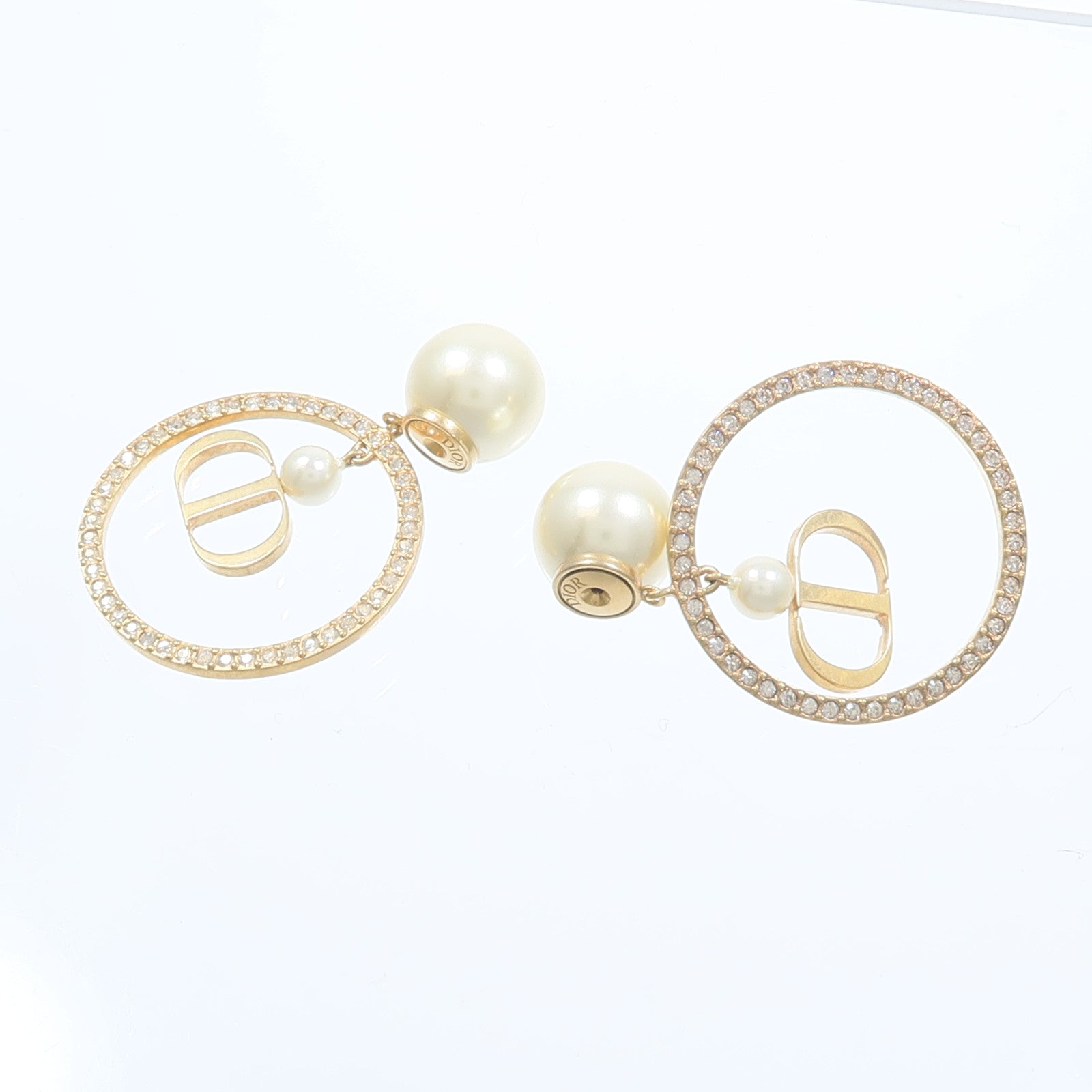 Dior 金屬/PVC Tribal Pearl Hoop Earrings耳環