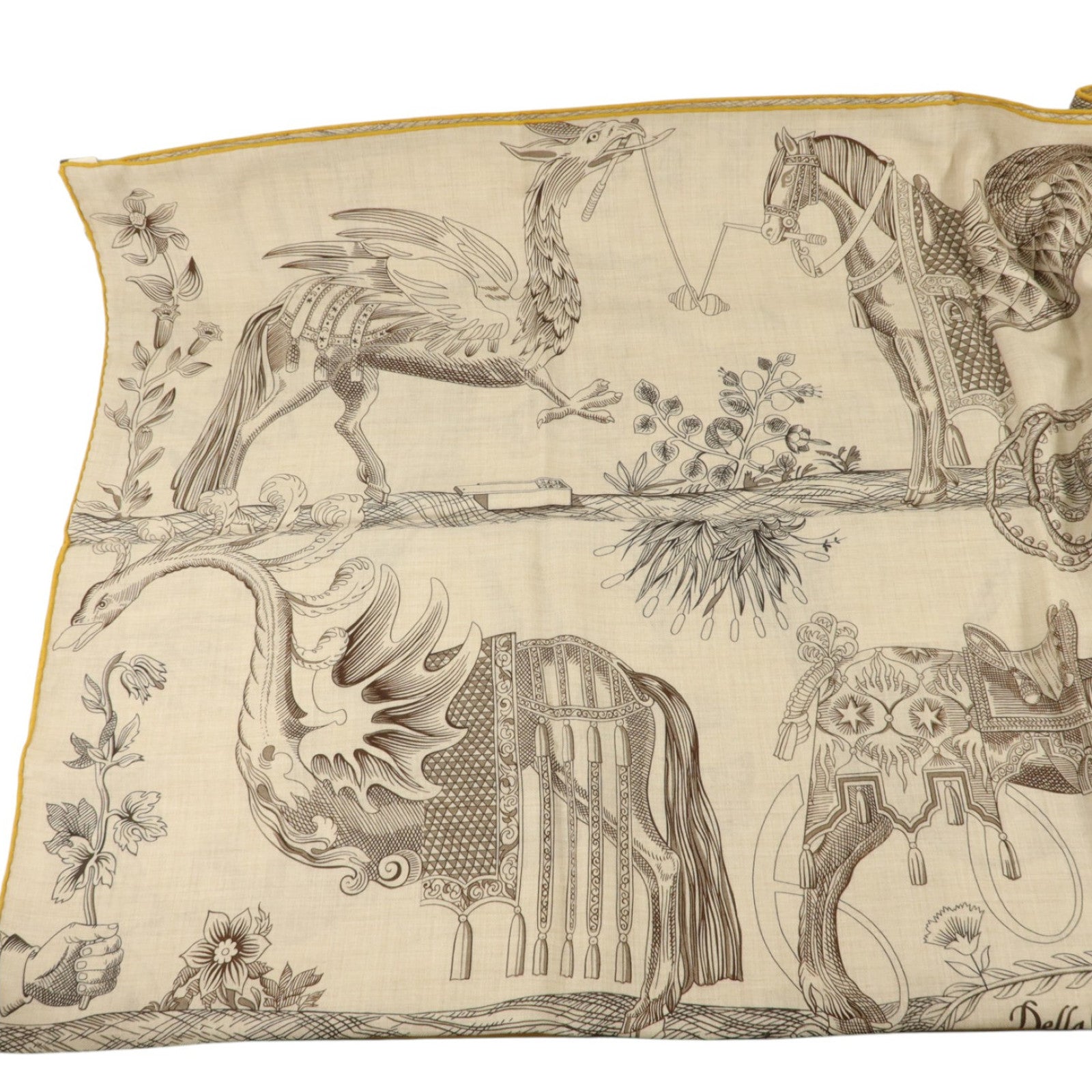 HERMES 羊絨/絲質Scarf 140X140絲巾