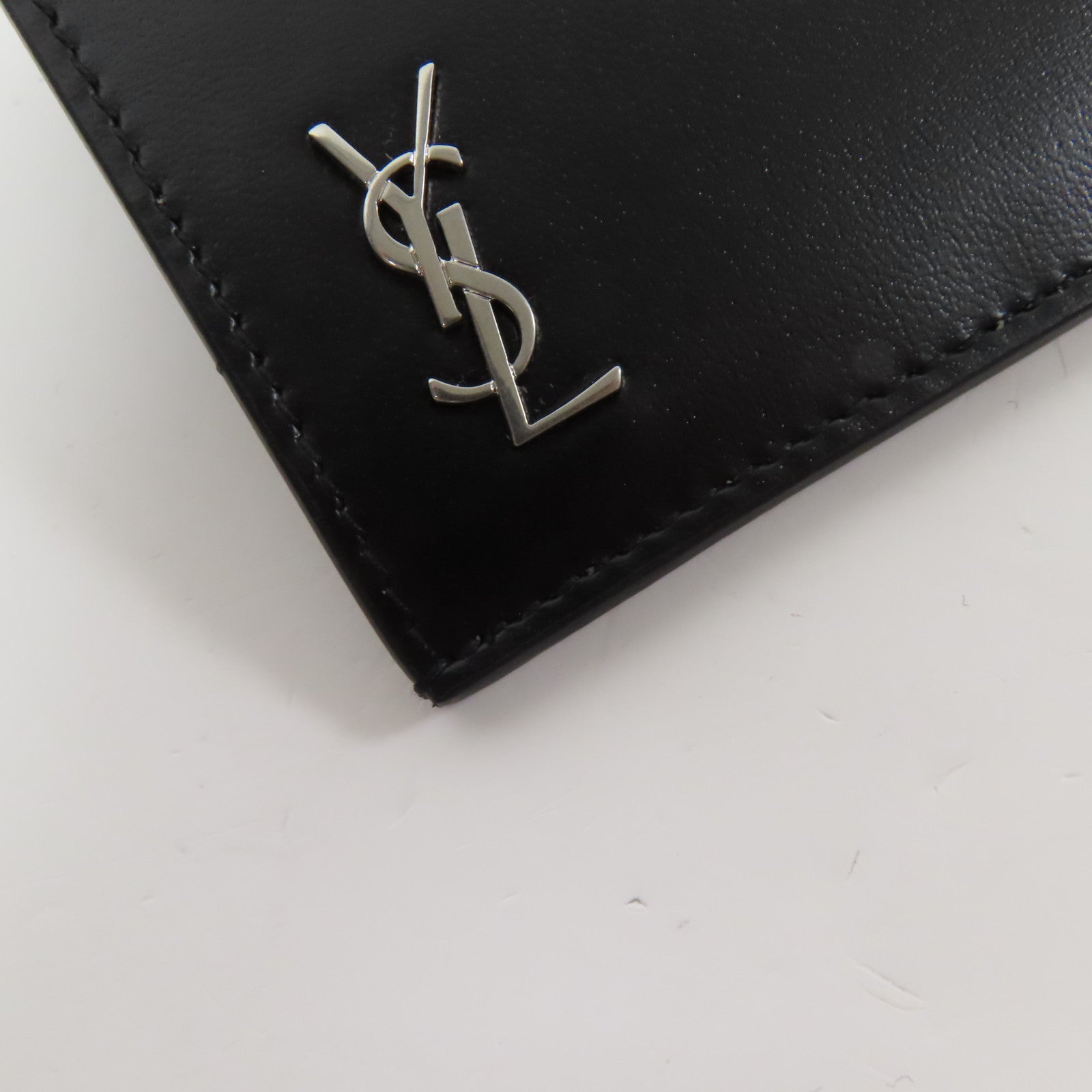 SAINT LAURENT 皮革Zip Card Case銀扣卡片套