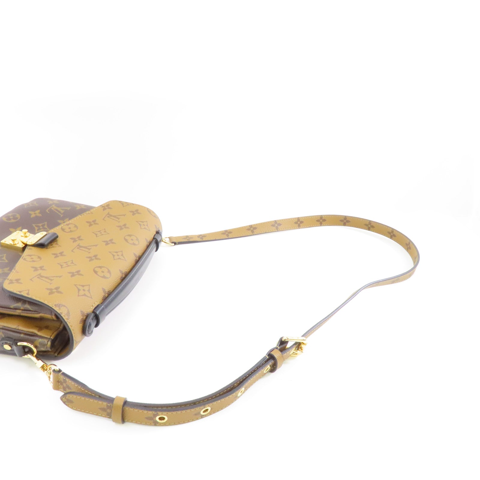 LOUIS VUITTON Monogram Reverse Pochette Metis金扣手挽肩背兩用袋啡色