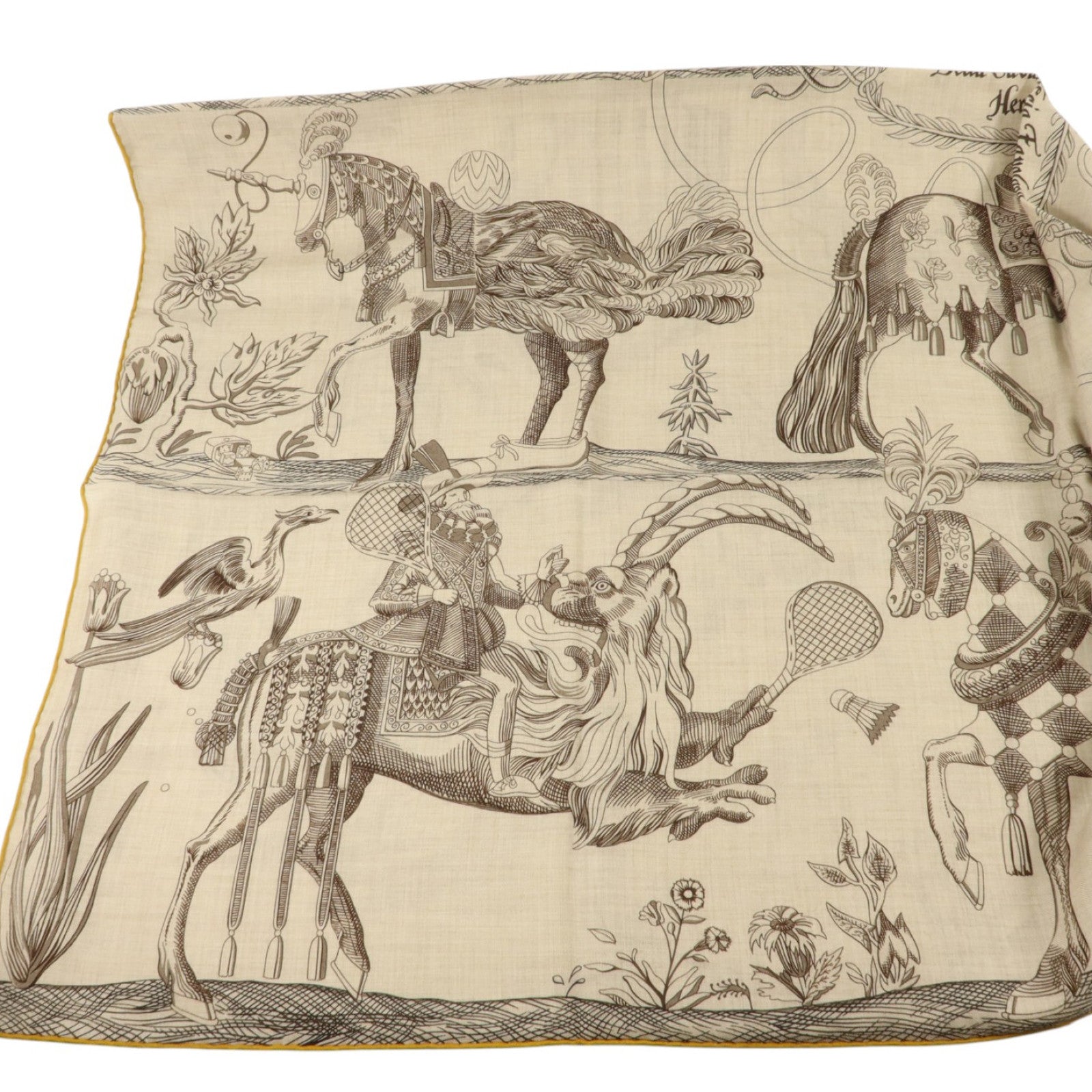 HERMES 羊絨/絲質Scarf 140X140絲巾