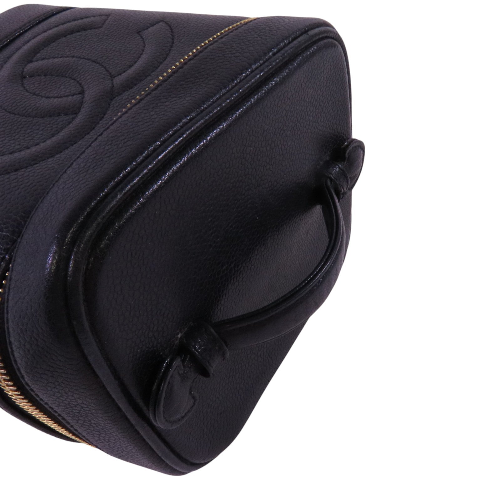 CHANEL 【激減優惠】牛皮皮革Vintage Vanity金扣手挽袋