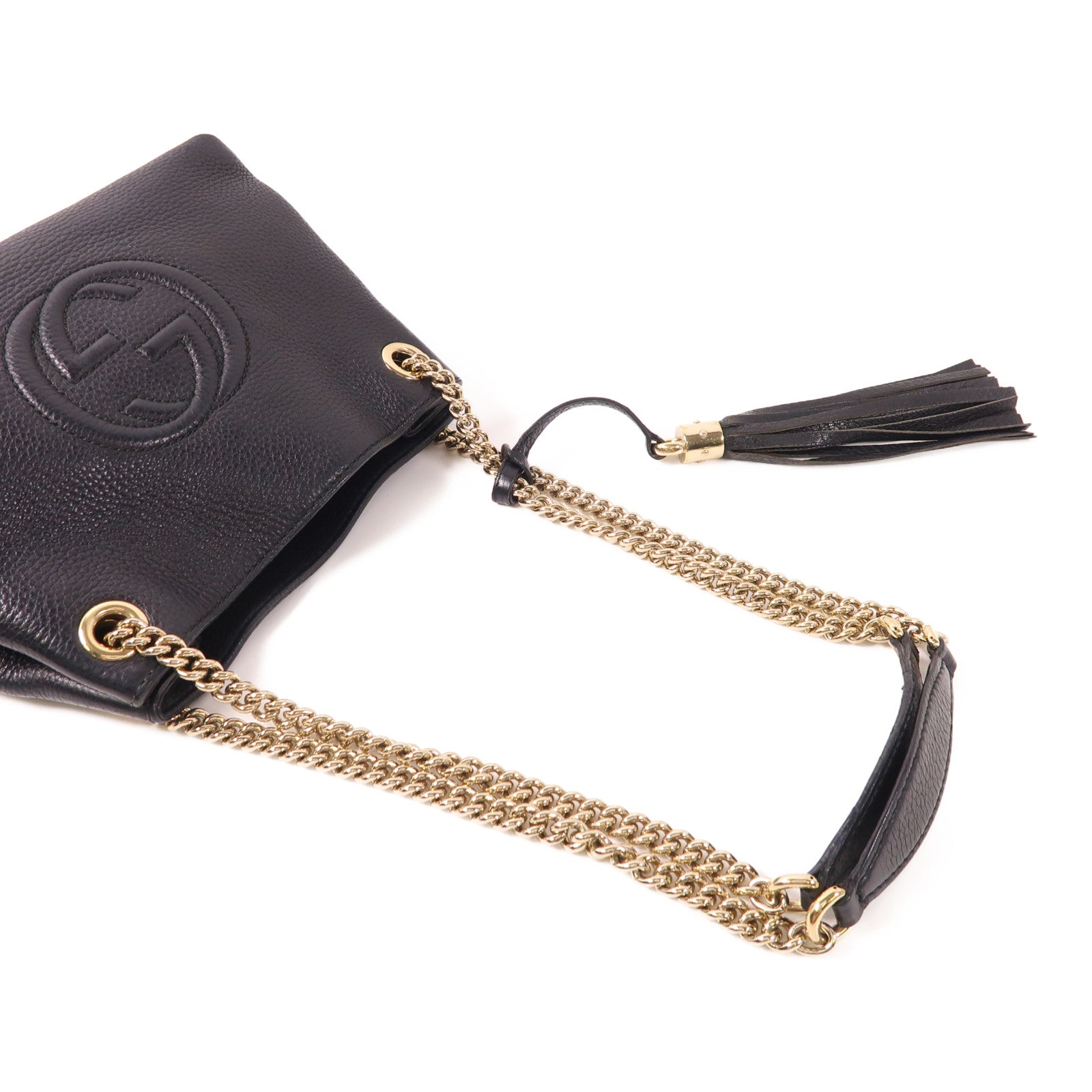 GUCCI 牛皮皮革Shoulder Bag銀扣鏈帶肩背袋