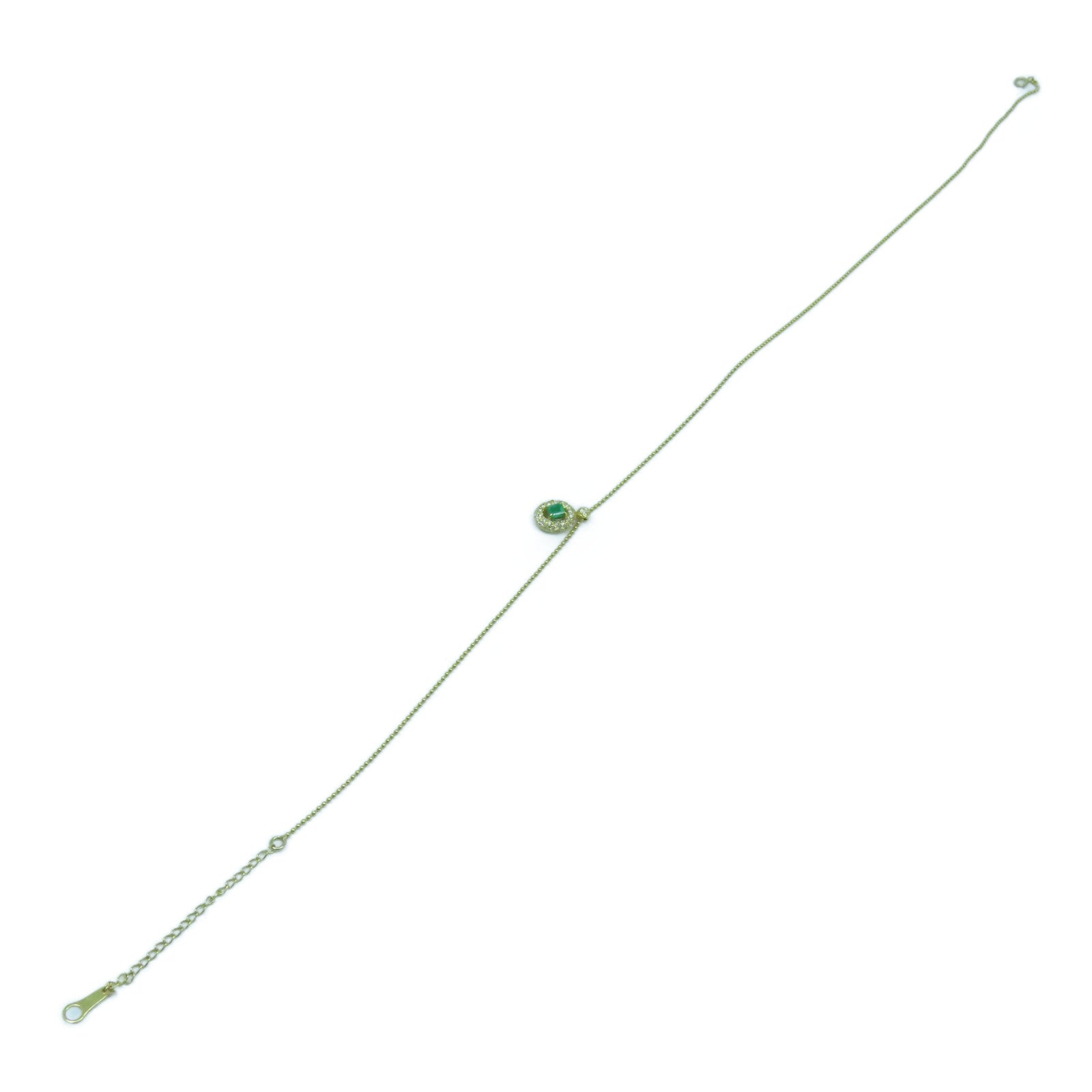 JEWELRY 【激減優惠】18K黃金Emerald Necklace 0.35ct綠寶石/0.30ct鑽石項鍊