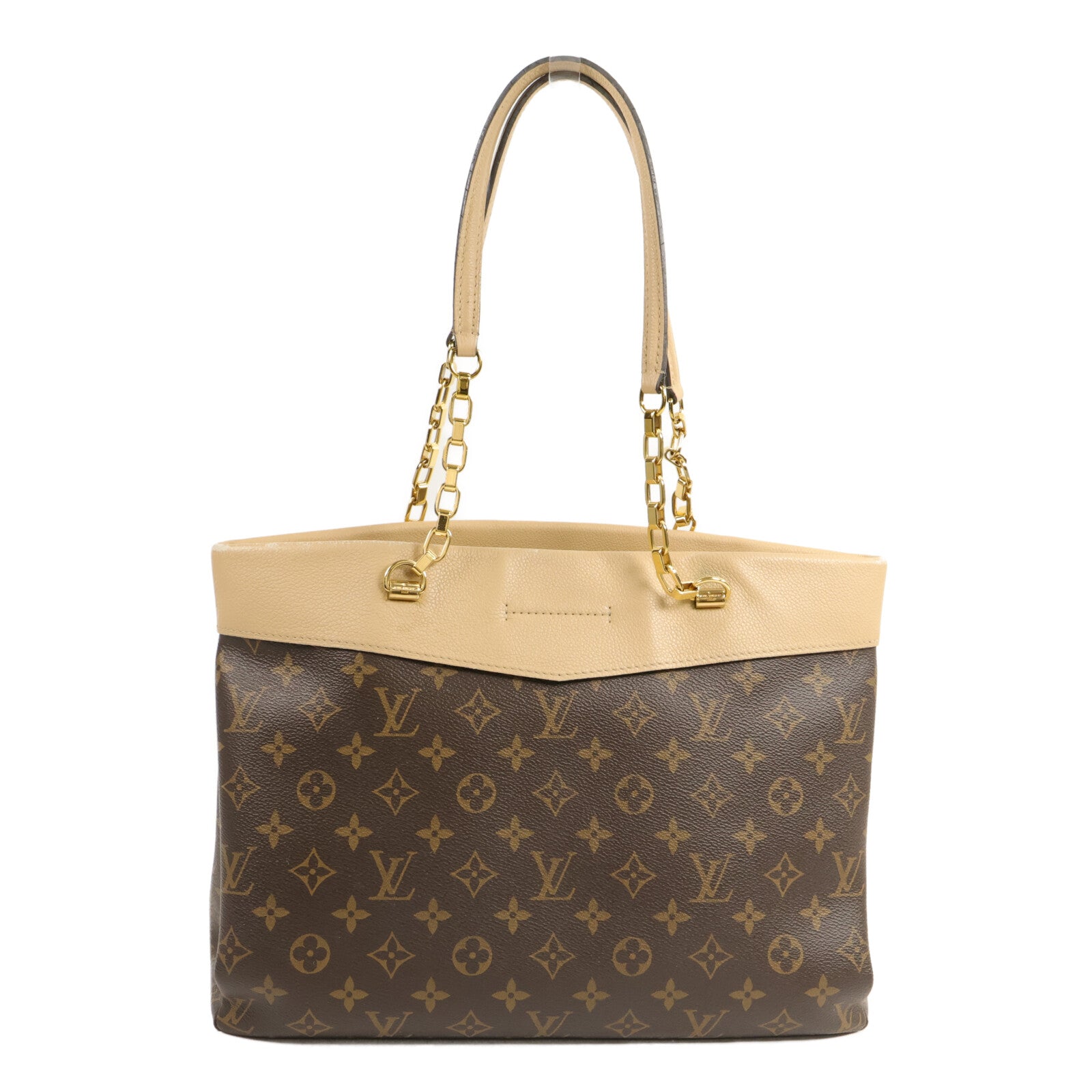 LOUIS VUITTON 牛皮皮革/Monogram Pallas Shopper鏈帶手挽袋