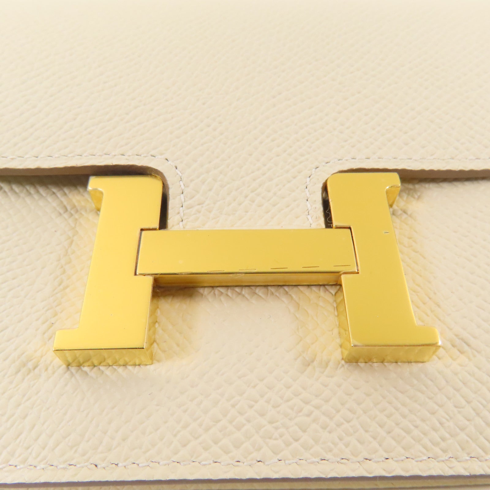 HERMES Epsom皮革Constance Slim Wallet金扣錢包Nata/米色