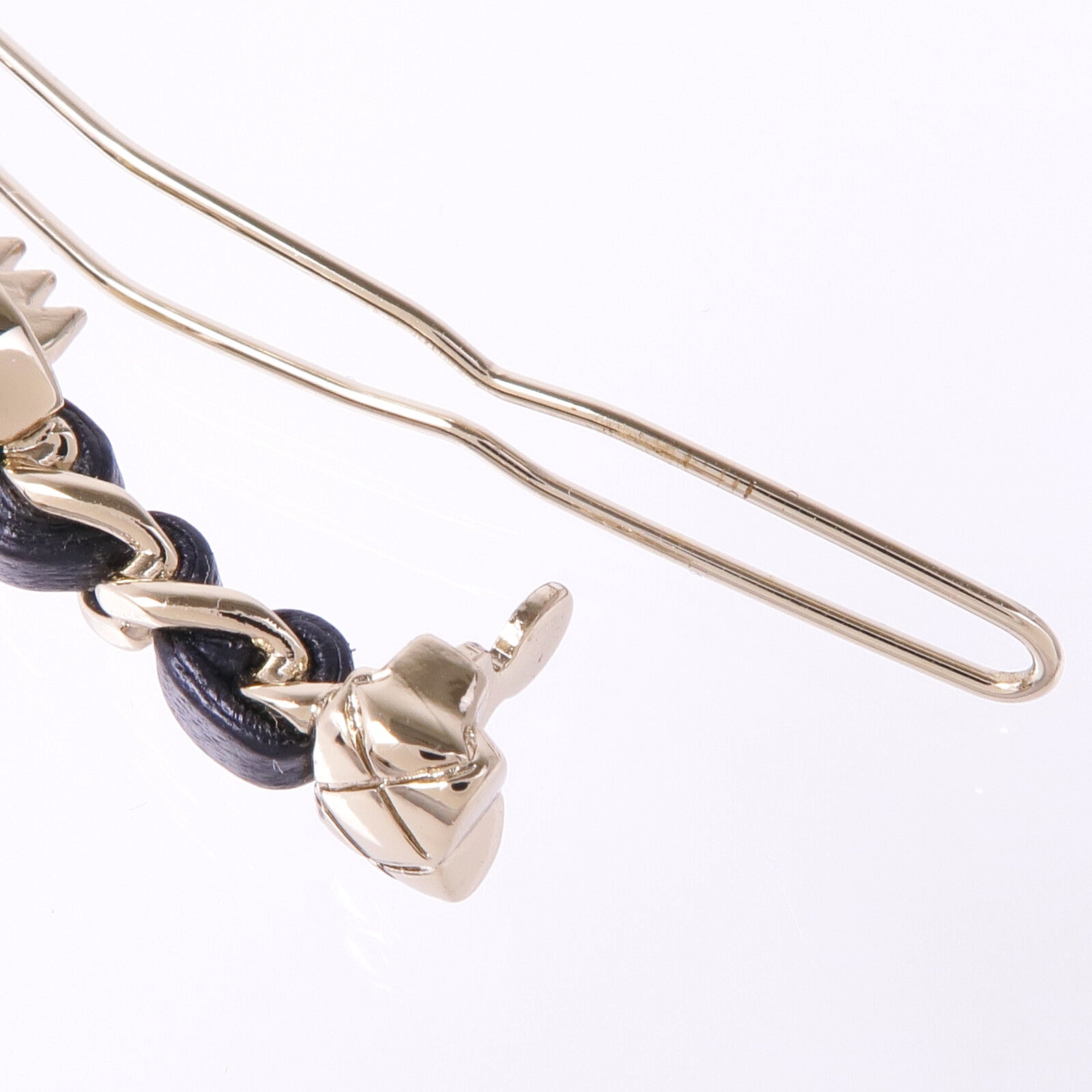 CHANEL 金屬/皮革Hair Clip髮夾