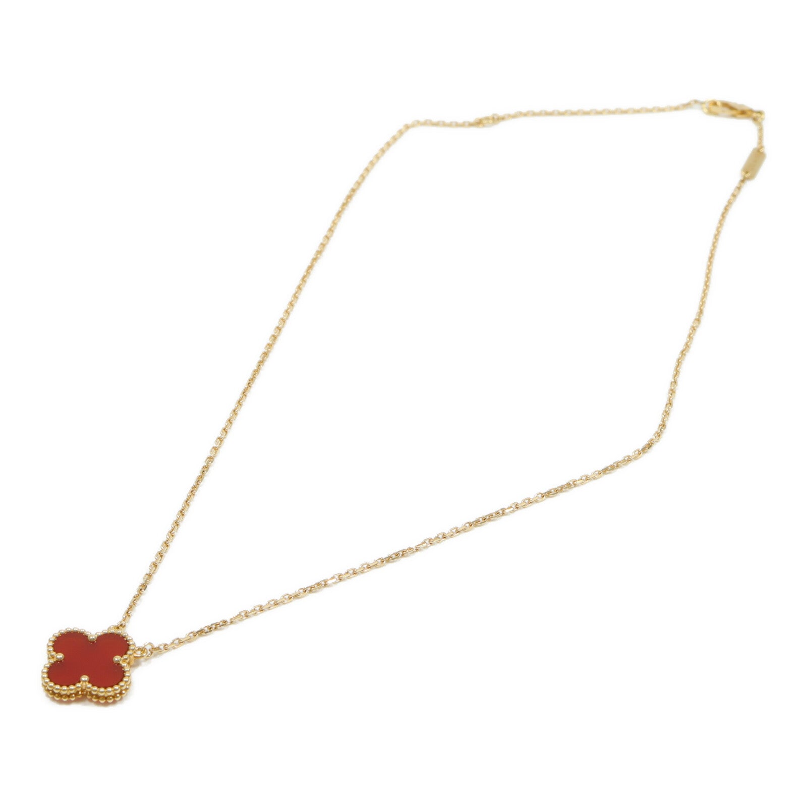 Van Cleef & Arpels 18K黃金Vintage Alhambra Pendant紅玉髓項鏈