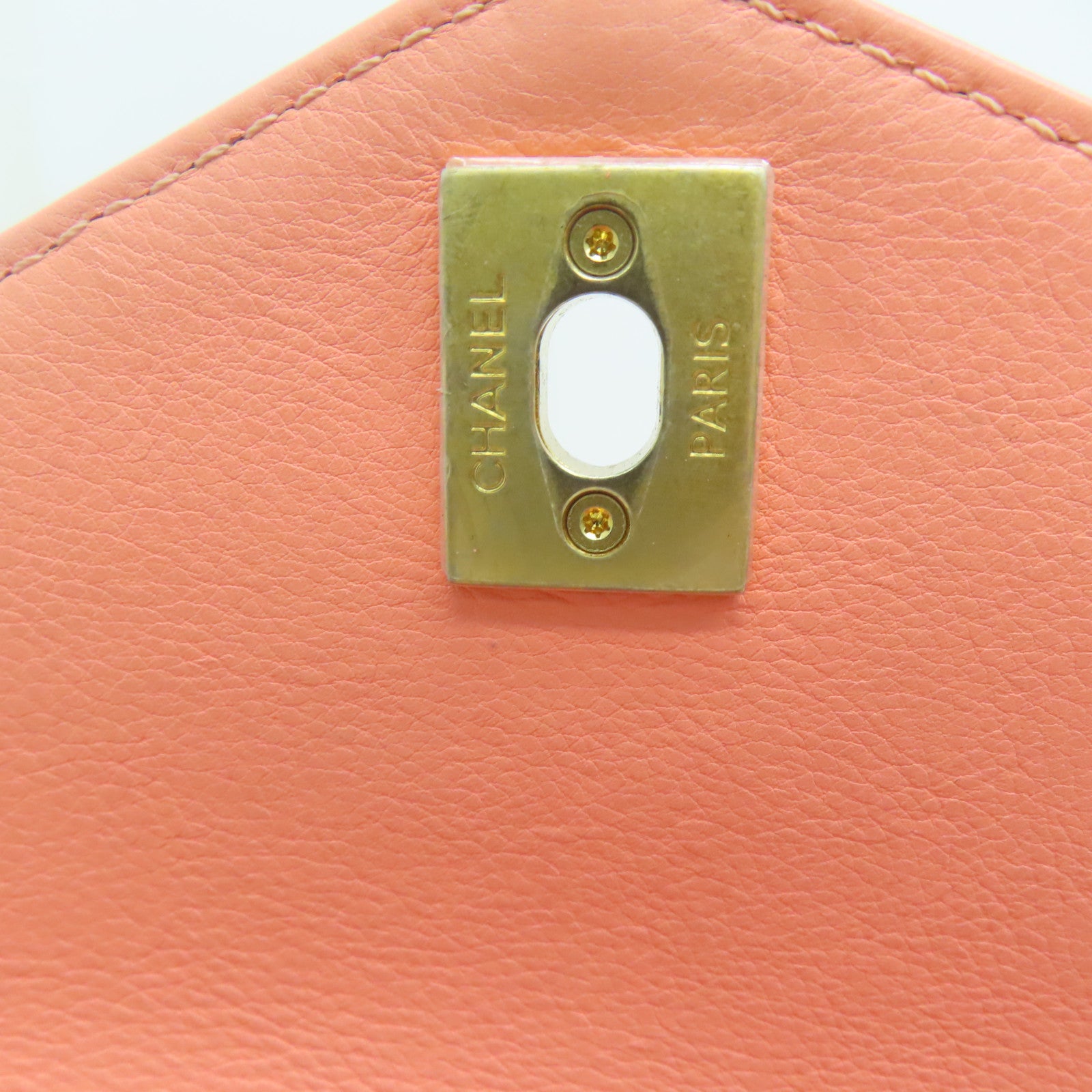 CHANEL 【清倉大減價】菱格牛皮皮革Chain Shoulder金扣手挽肩背兩用袋粉紅色