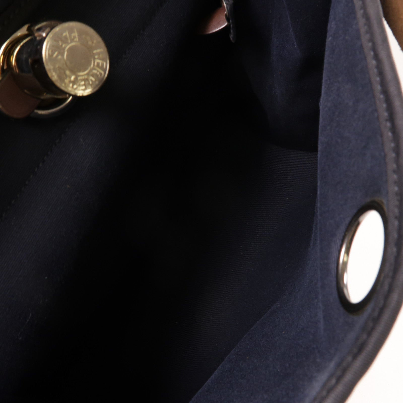 HERMES 帆布Herbag PM銀扣手挽肩背兩用袋藍色