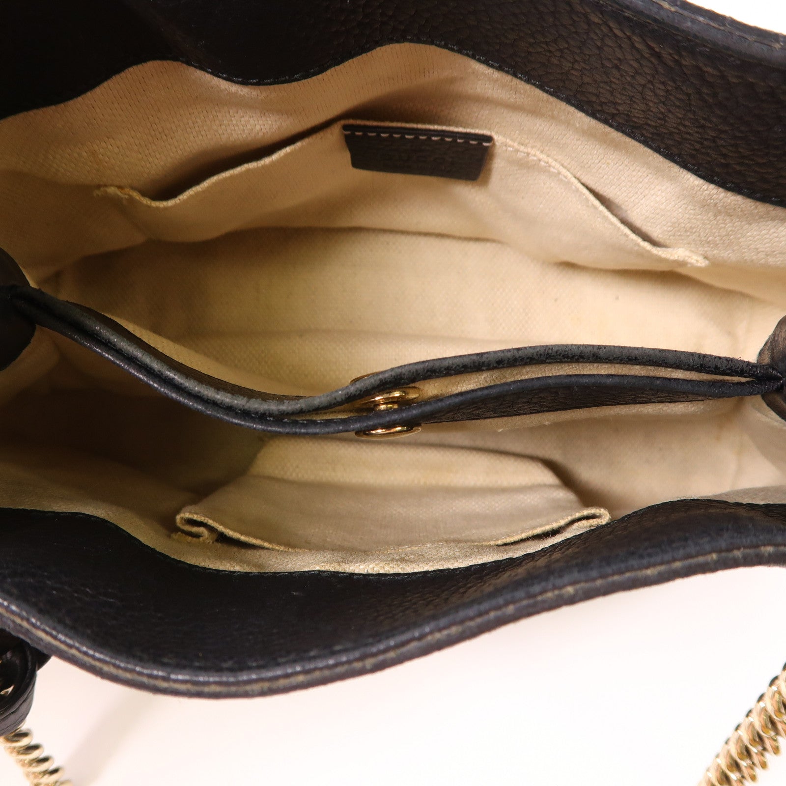 GUCCI 牛皮皮革Shoulder Bag銀扣鏈帶肩背袋