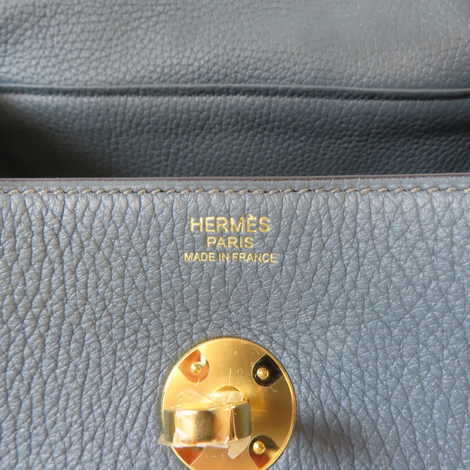 HERMES 牛皮皮革Lindy 30金扣手提斜背2way包藍色