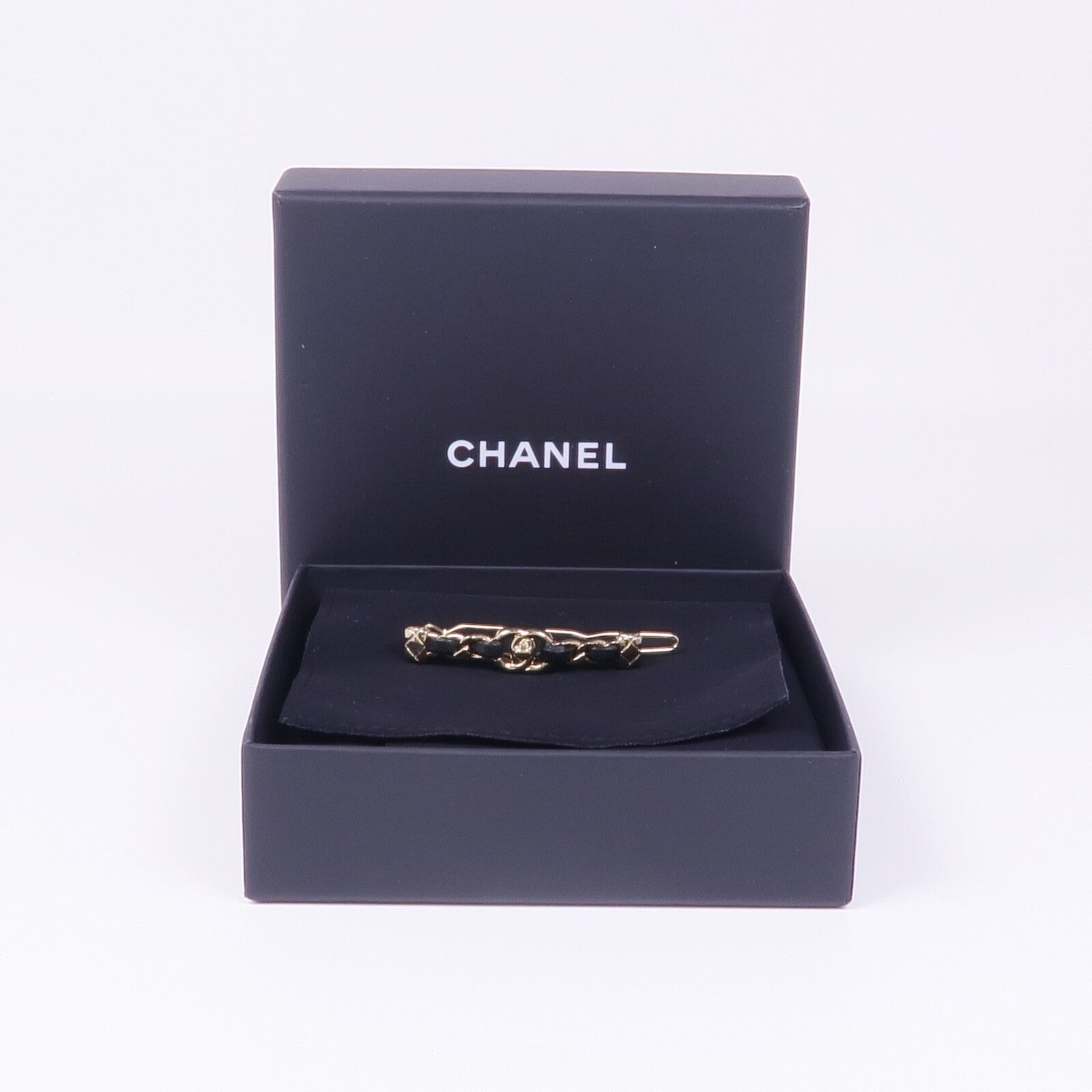 CHANEL 金屬/皮革Hair Clip髮夾