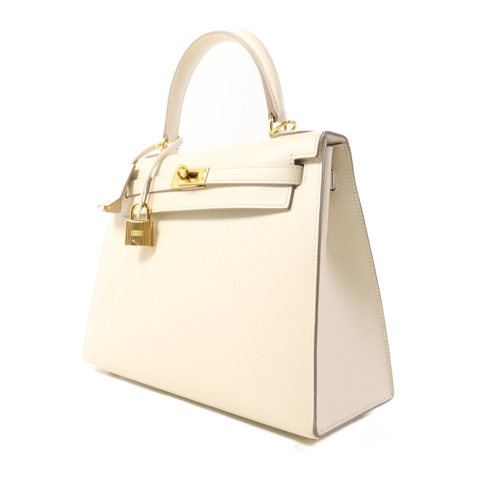 HERMES Epsom皮革Kelly 25手挽肩背兩用袋Craie