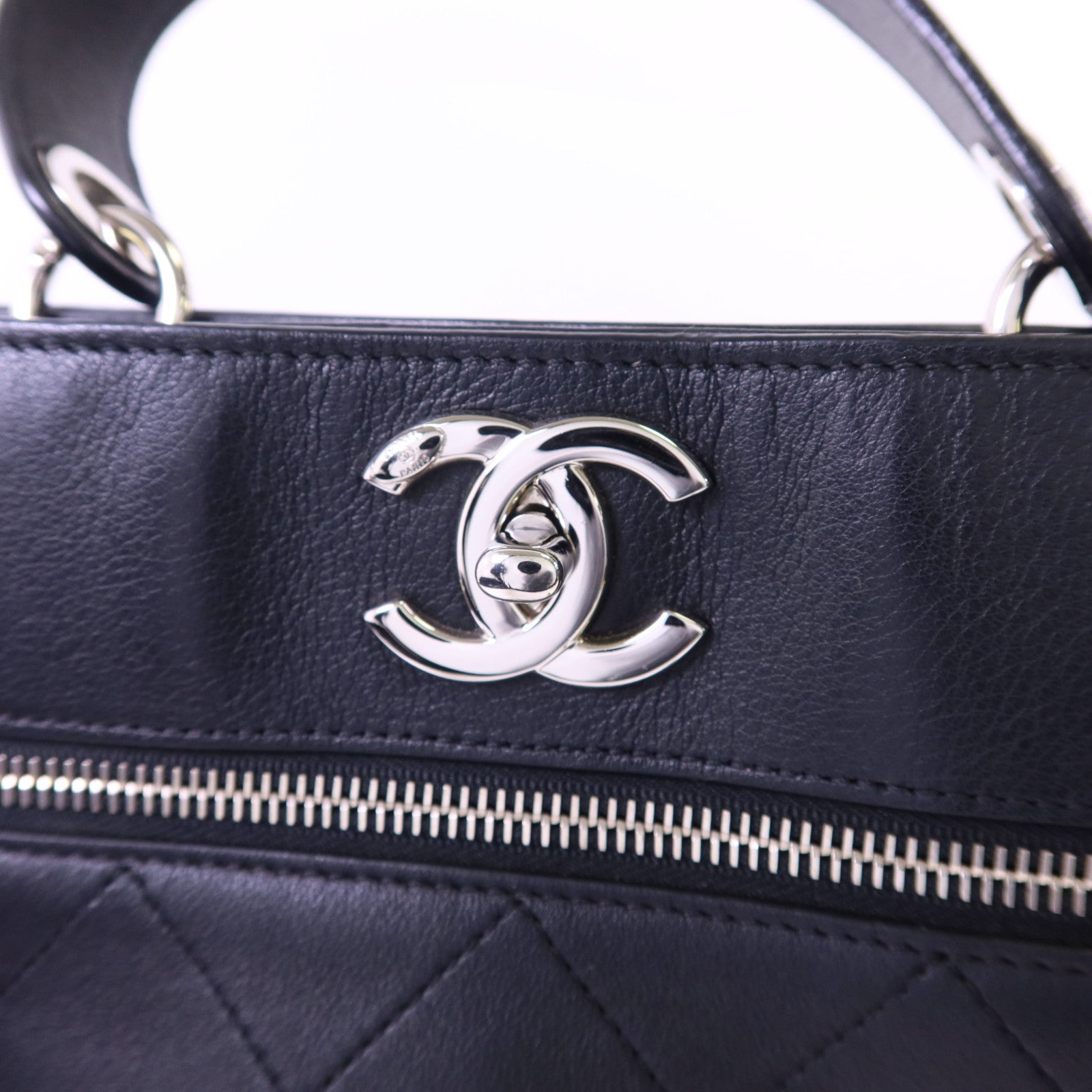 CHANEL 牛皮皮革2 Way Bucket Shoulder銀扣手挽肩背兩用袋