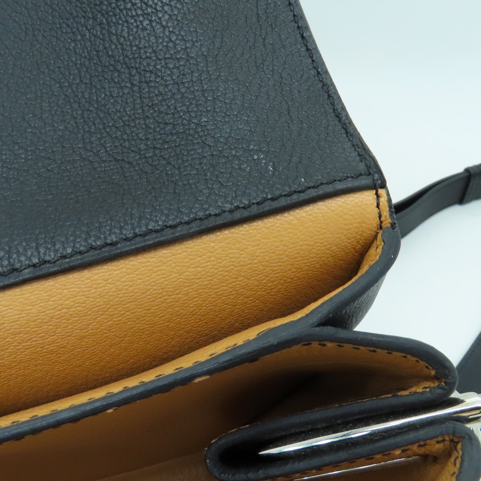 HERMES Evercolor皮革Opli 24银扣肩背袋黑色