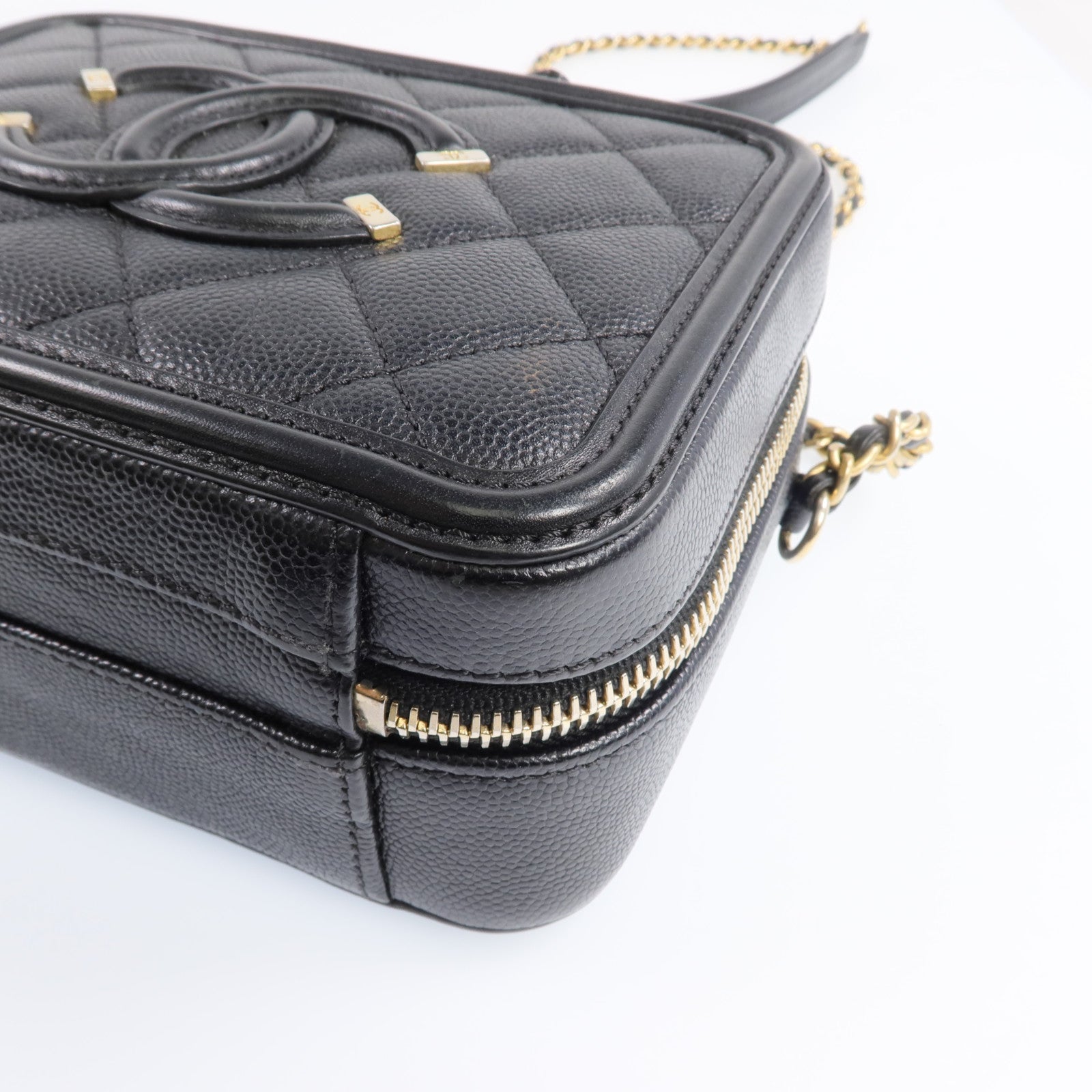 CHANEL 牛皮皮革Vanity Case金扣手挽肩背兩用袋
